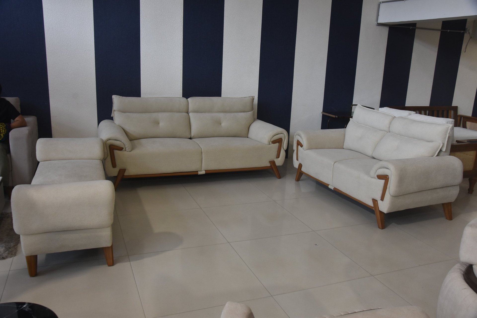 green fabric sofa
