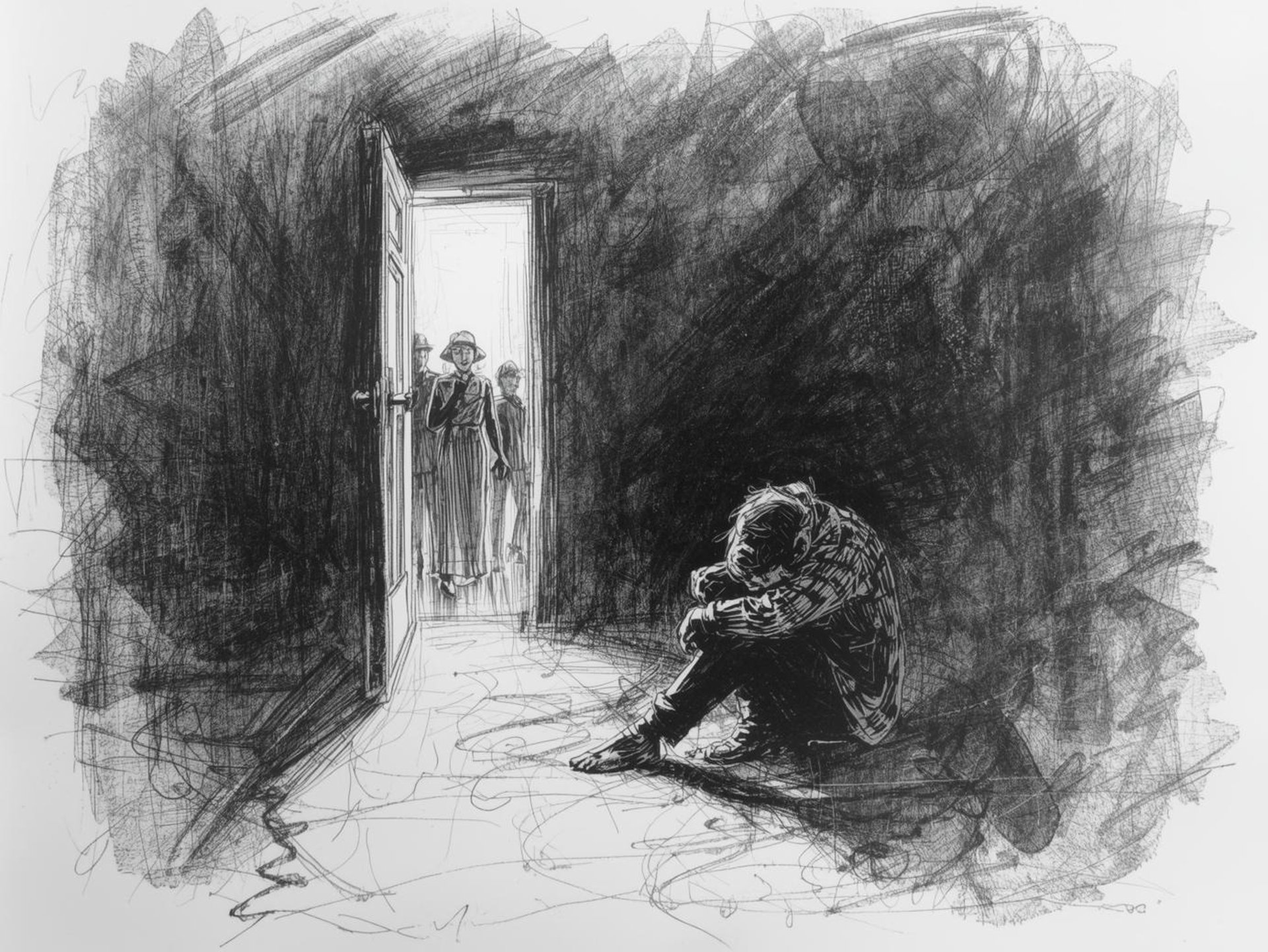 an abstract photo of a curved building with a blue sky in the background