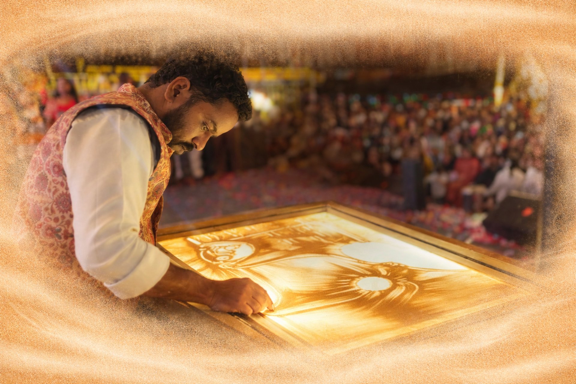 a sand sculpture of a woman in a kimono