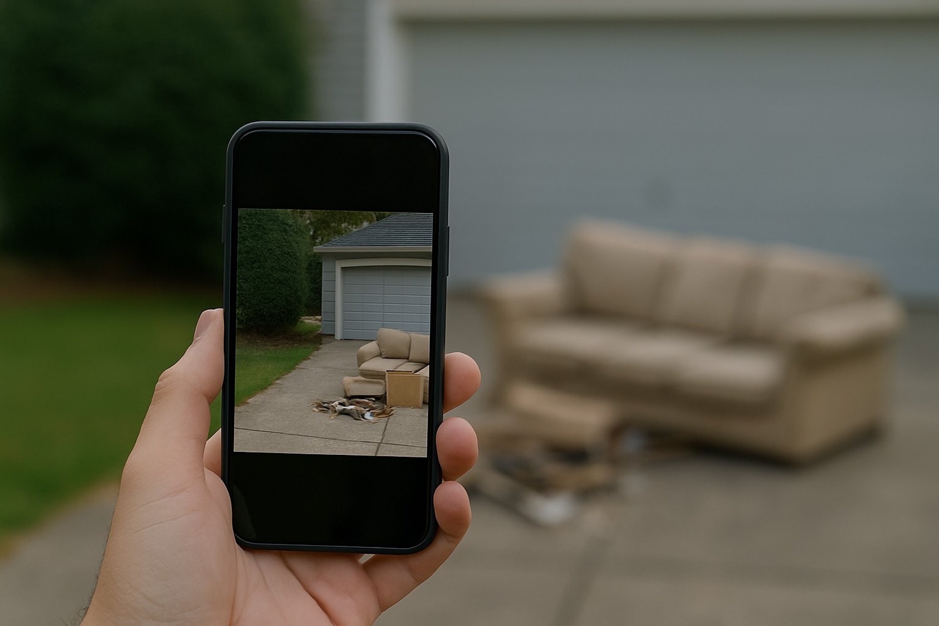 man in orange jacket and blue denim jeans standing near garbage