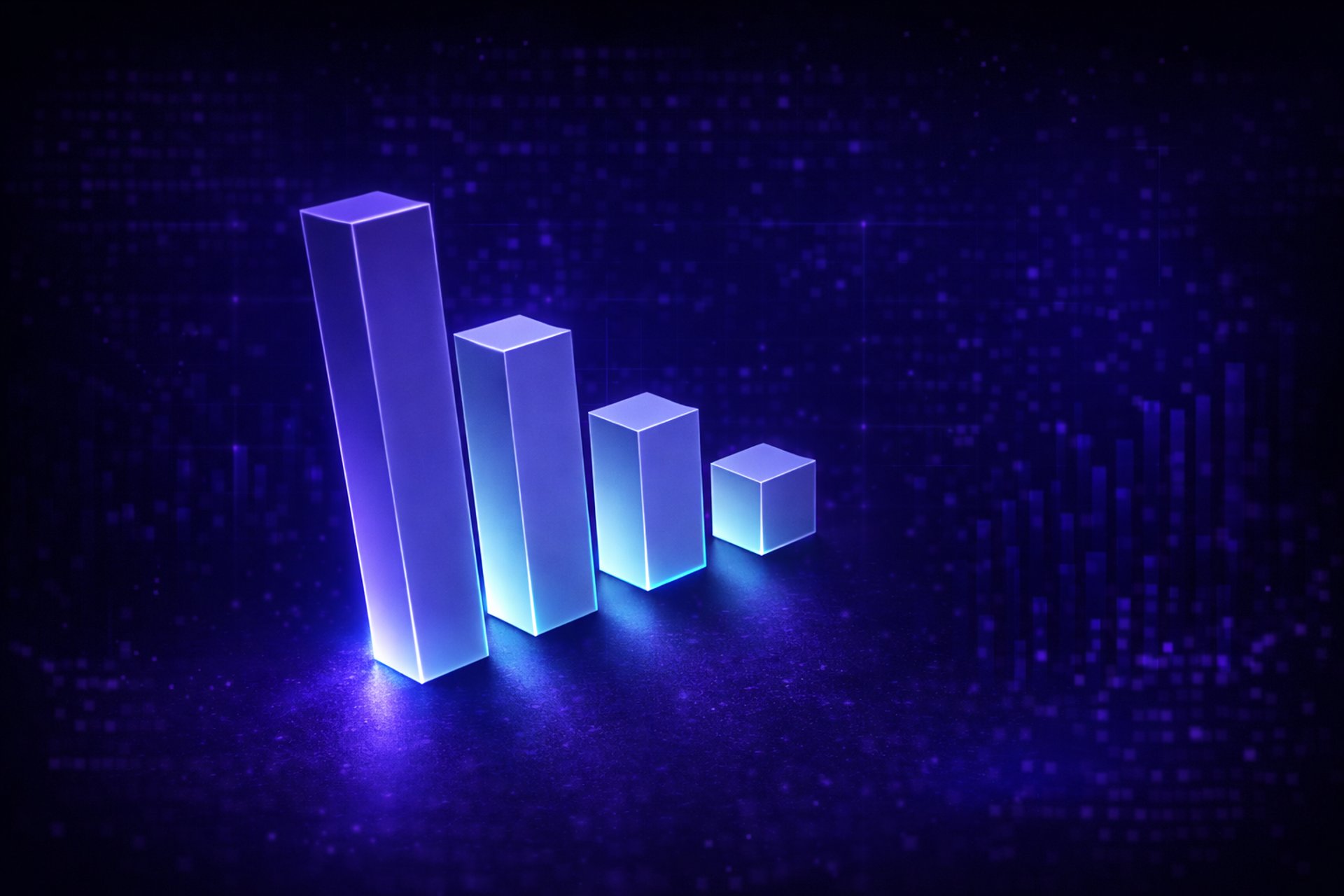 a bar chart is shown on a blue background