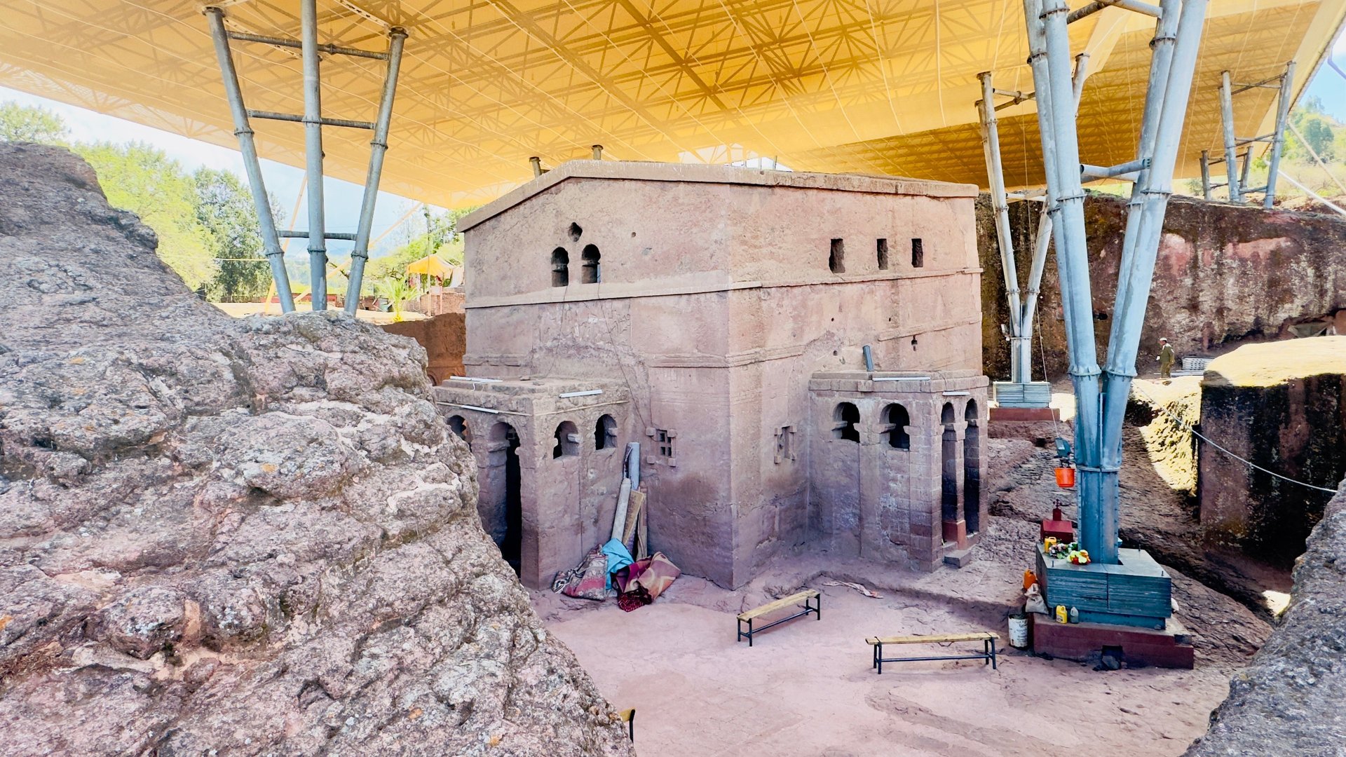 a group of people in a large city