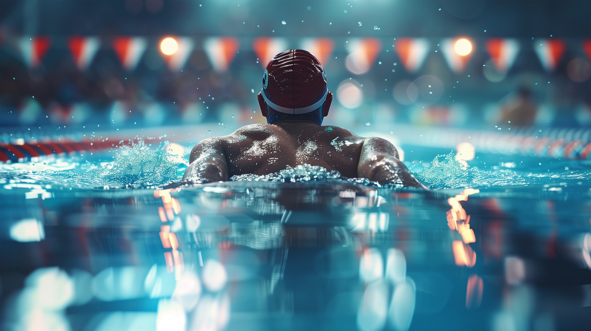 person in swimming goggles in water