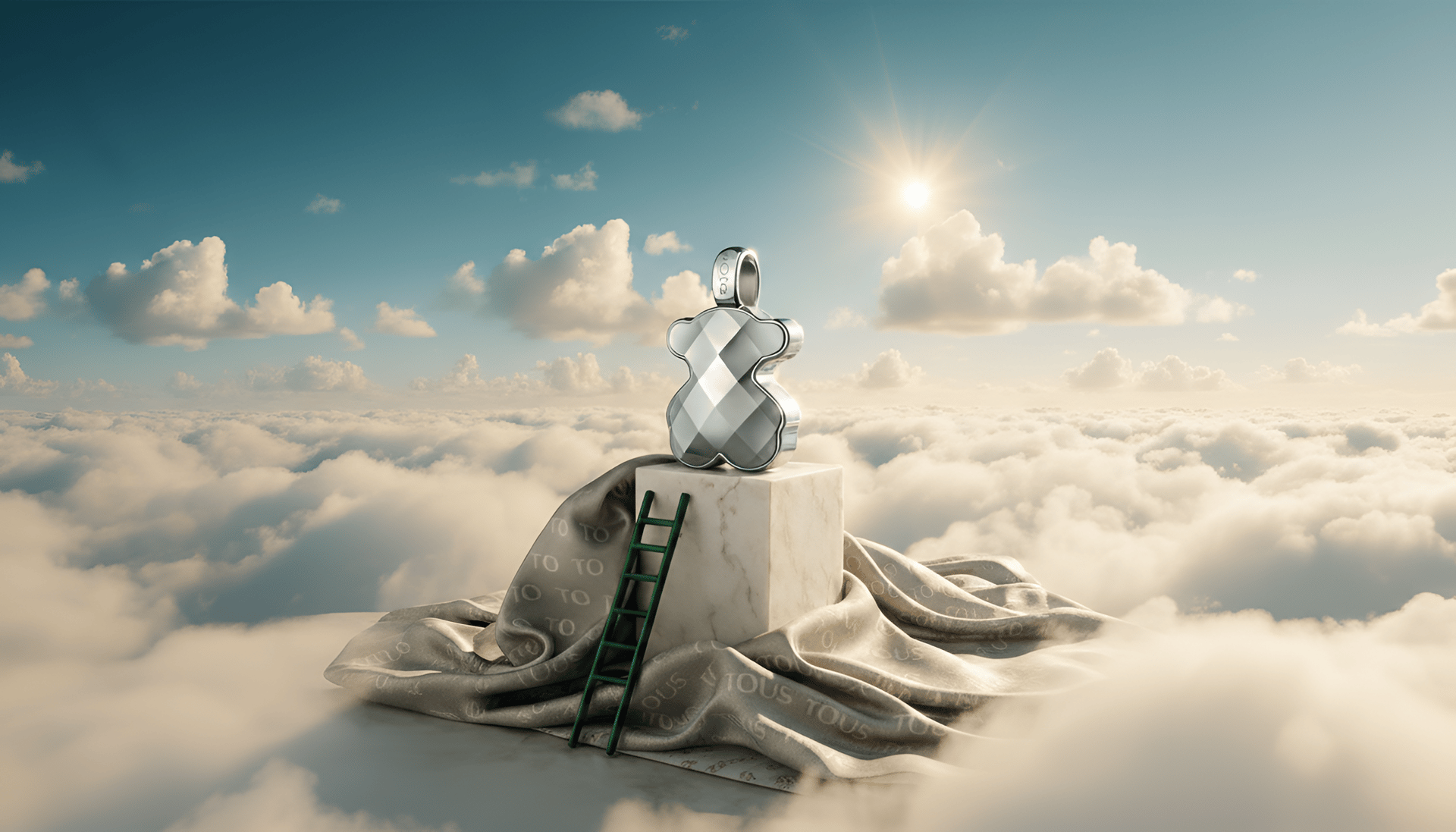 an abstract photo of a curved building with a blue sky in the background