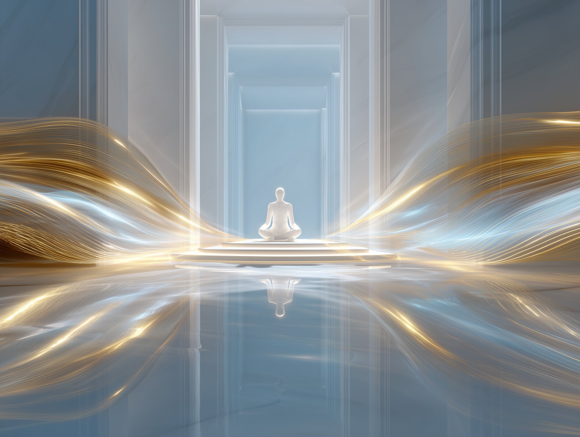 an abstract photo of a curved building with a blue sky in the background