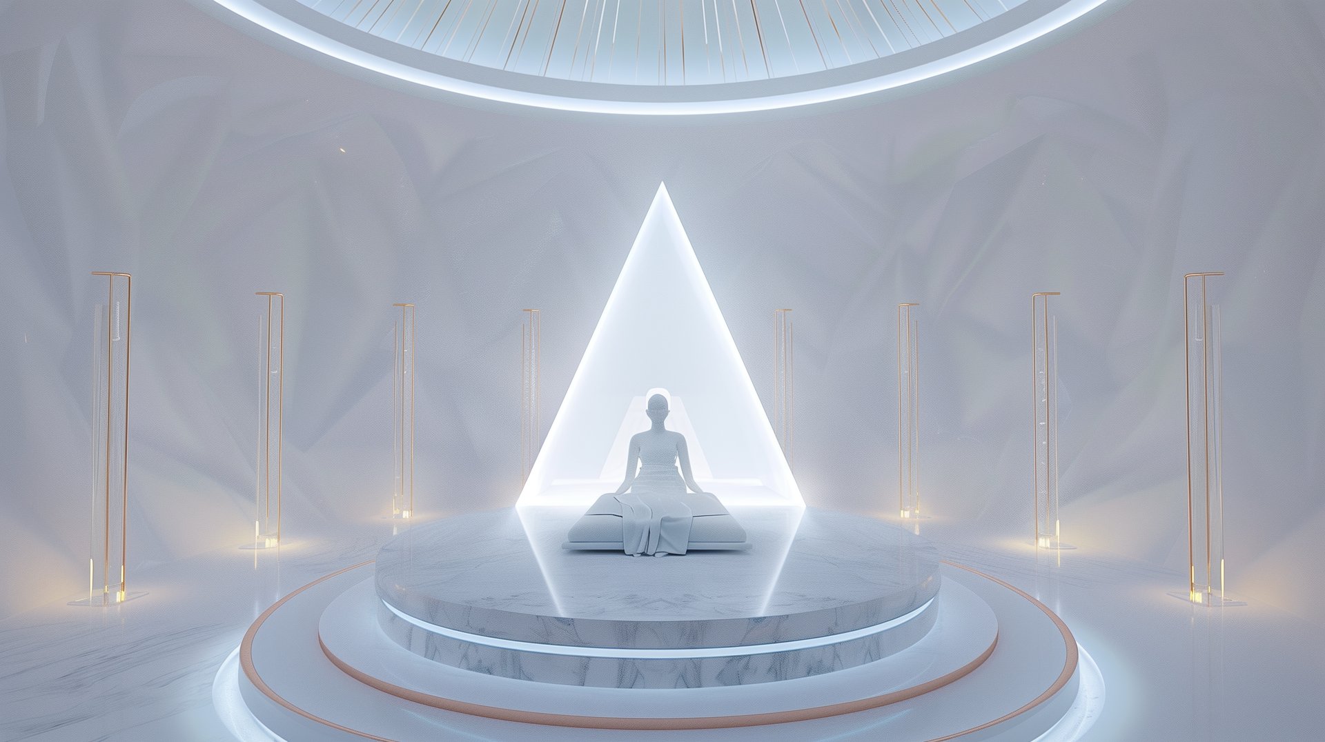 an abstract photo of a curved building with a blue sky in the background