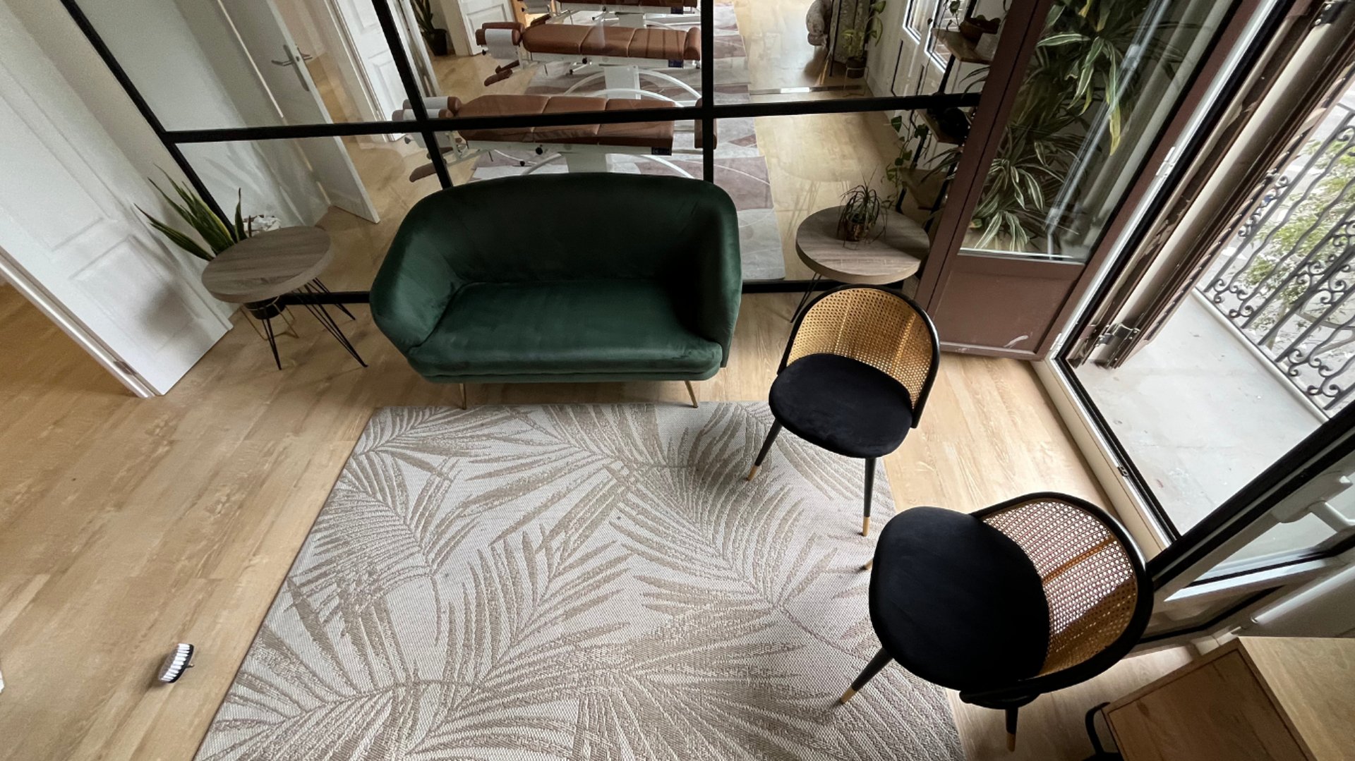 black floor lamp on living room sofa