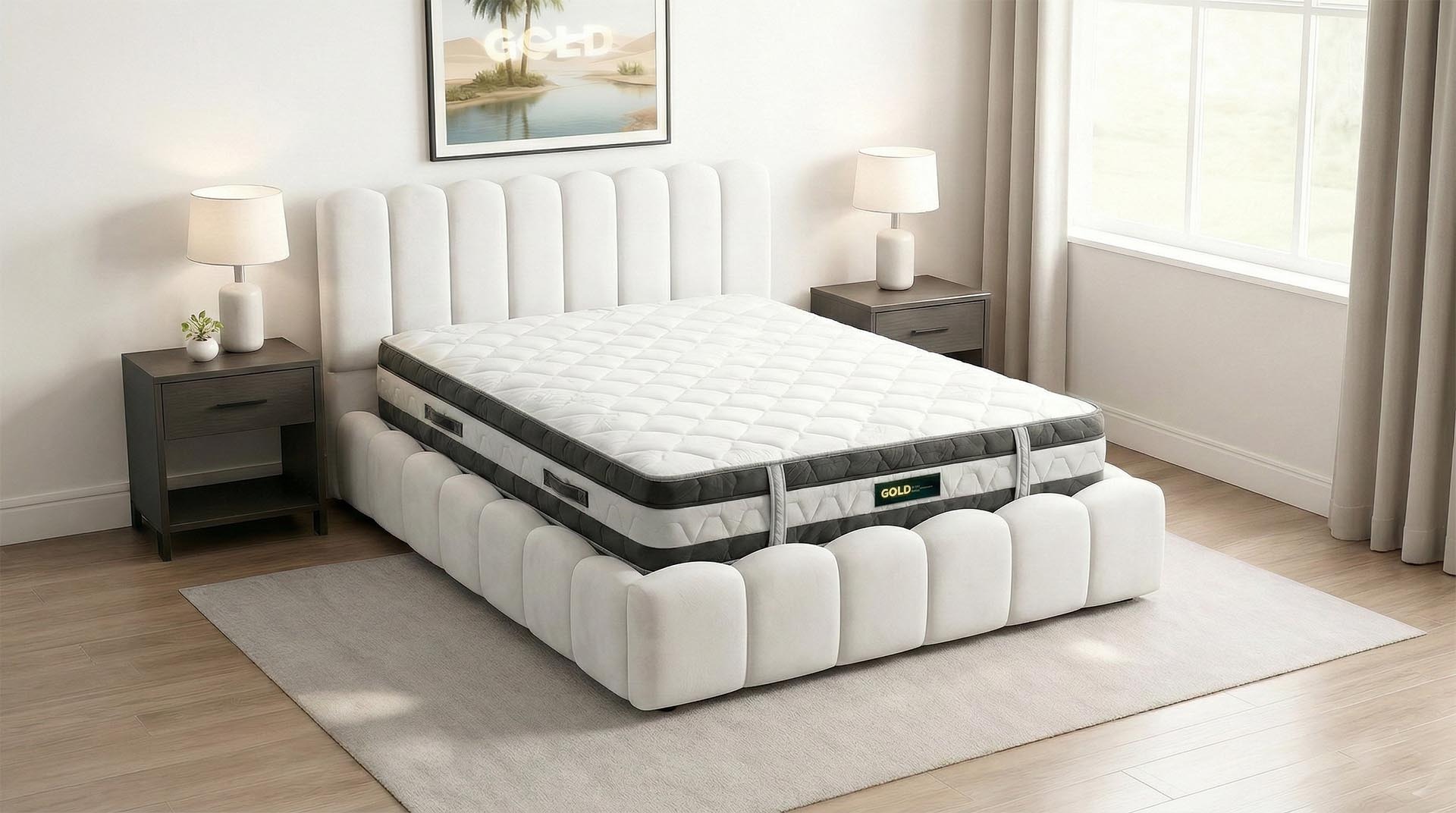 an abstract photo of a curved building with a blue sky in the background