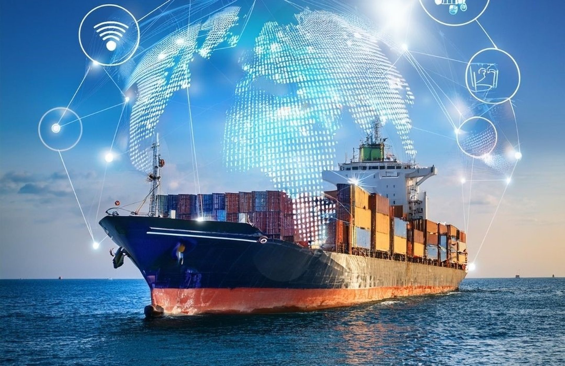 a large ship in the water