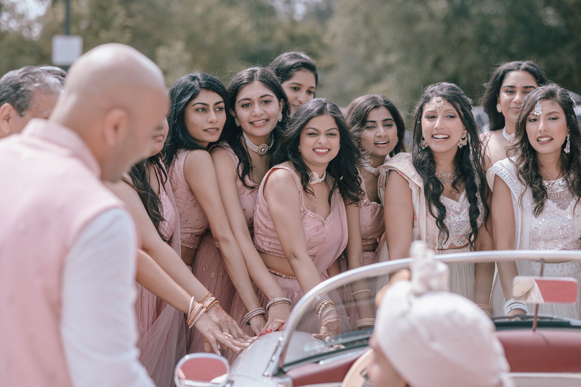 Fun Vidaai ritual with blocking of groom's car after marriage