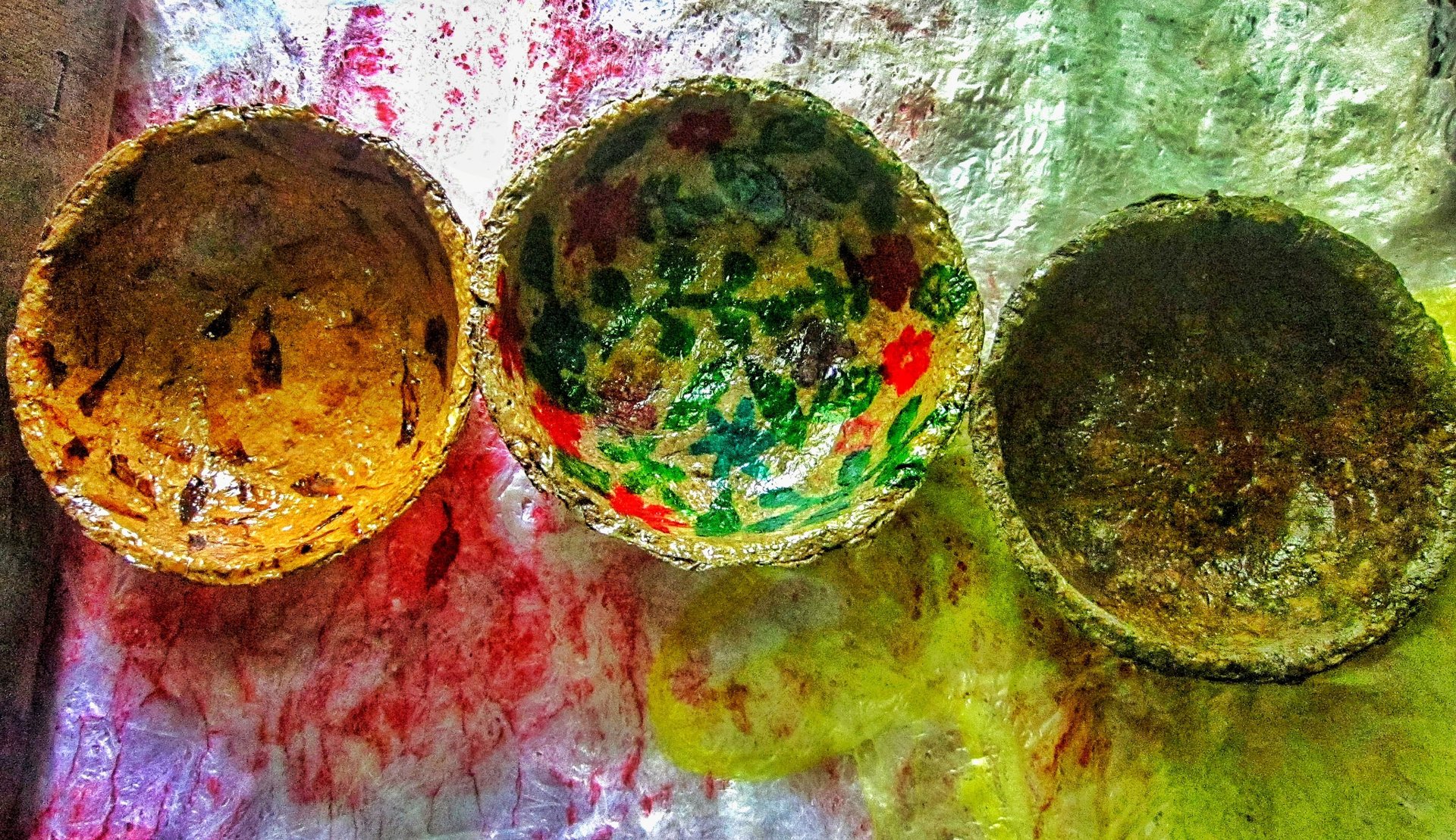 Recycled paper decorative one set bowl for unique color of room decor and storage 