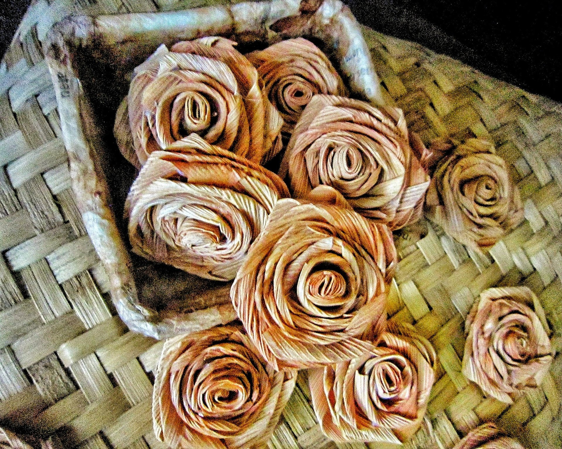 More loser photograph of natural corn husk rose 