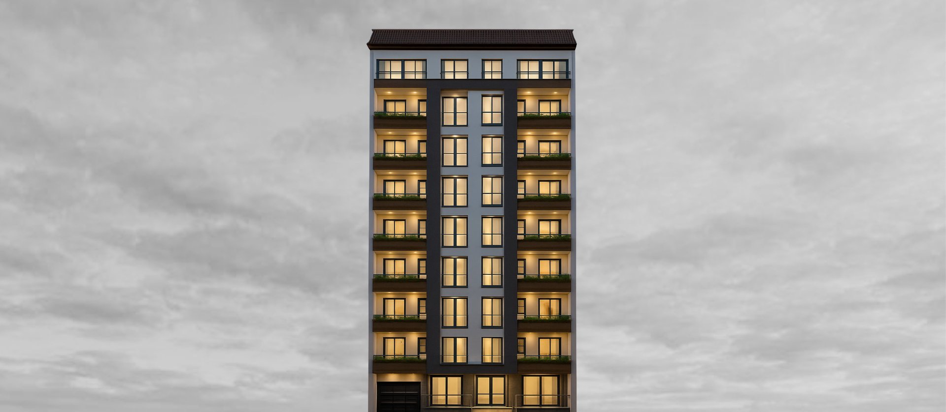 an abstract photo of a curved building with a blue sky in the background