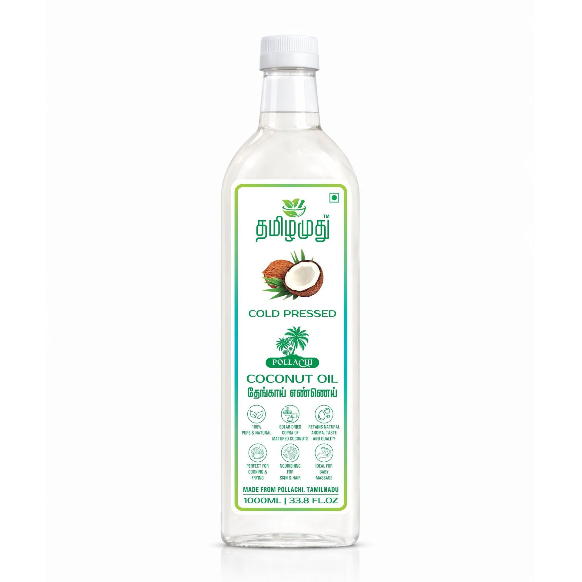 Tamilamuthu Pollachi Coconut Oil 1 Litre Bottle