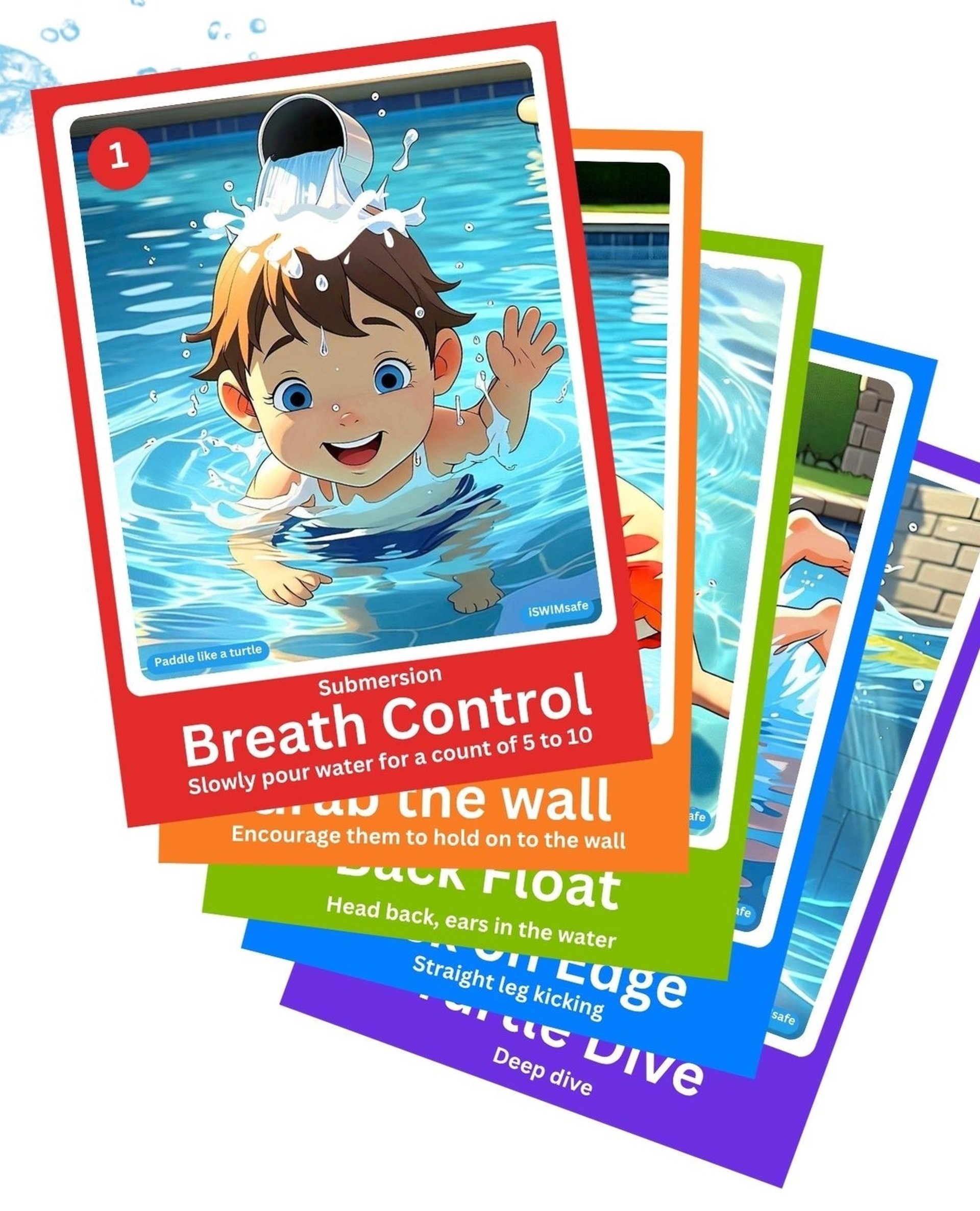 swimming and water safety lesson flashcards