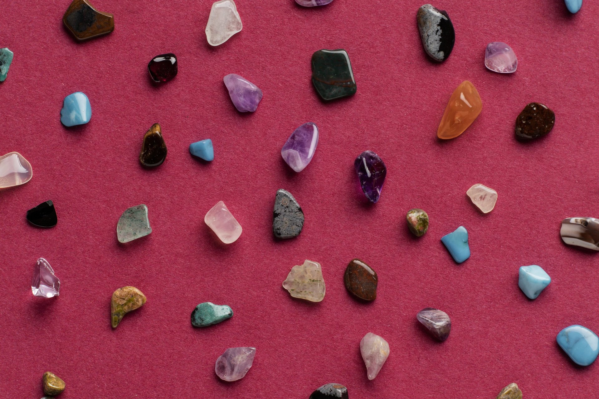 purple and white heart shaped stones