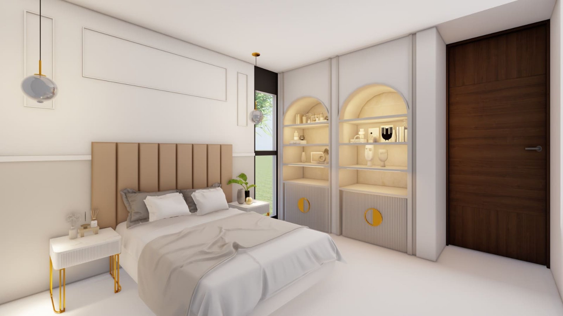 an abstract photo of a curved building with a blue sky in the background