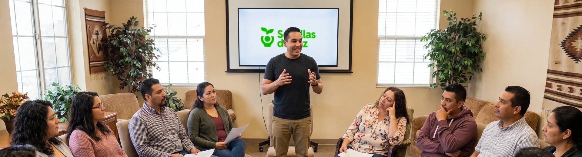 Cris A. Works- Semillas de Luz Logo in TV in a Workshop Session- Desktop