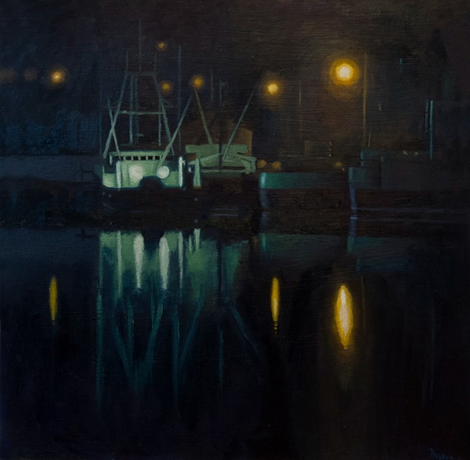 Nocturne Verde, 12"x12",  Oil on Panel