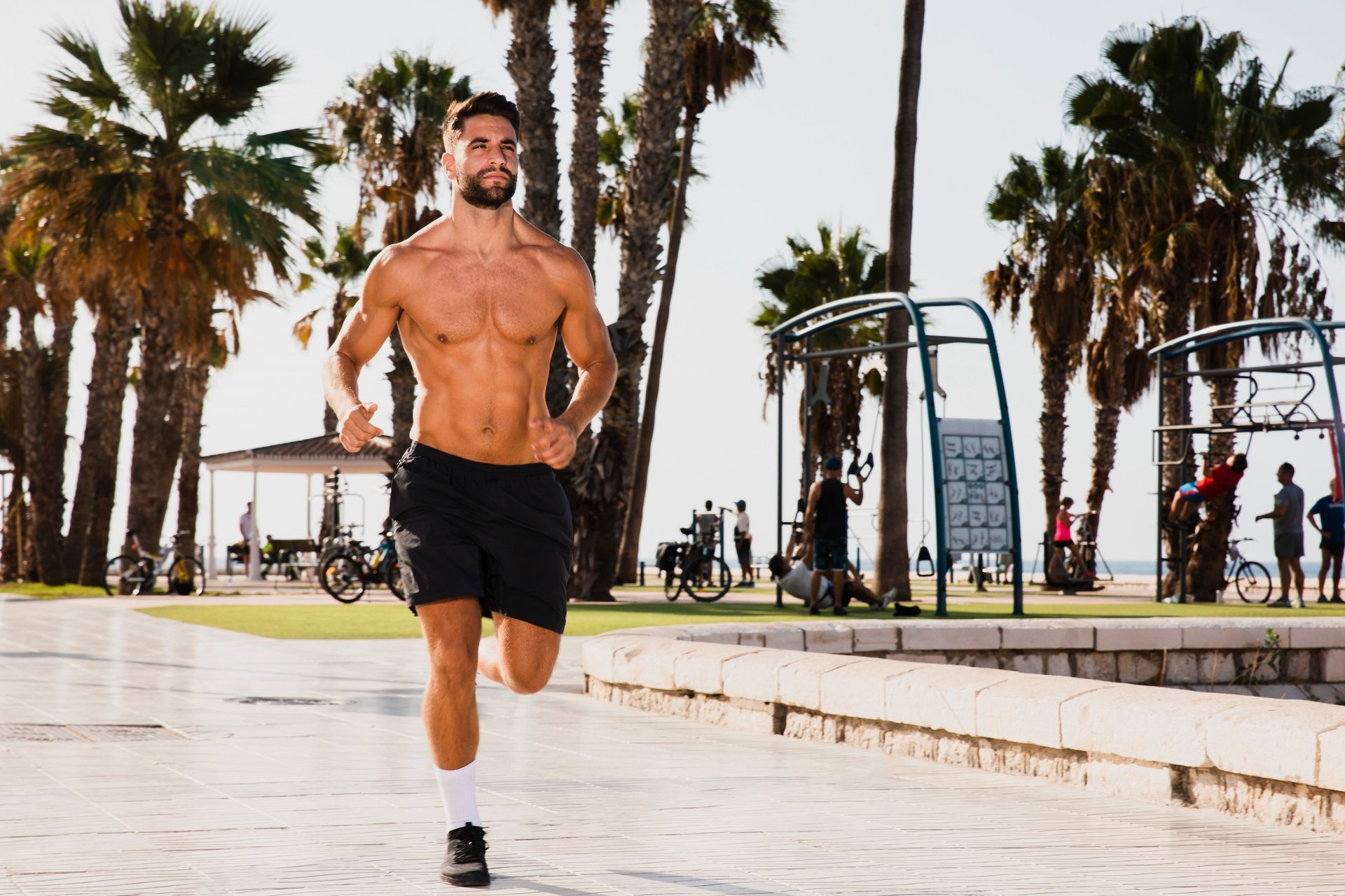 man wearing gray shorts