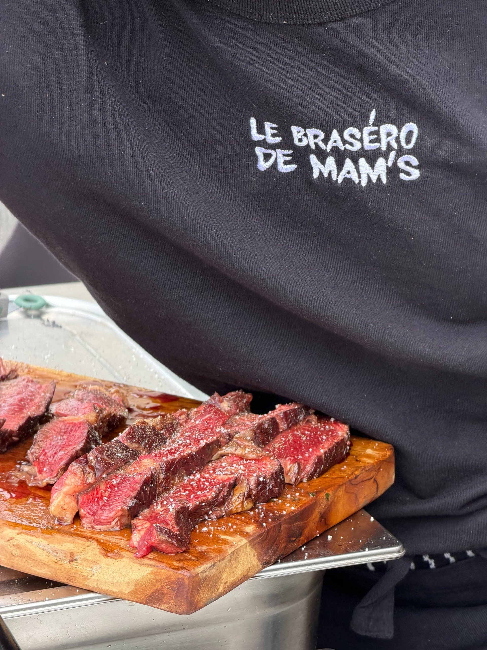 a close up of a grill with food on it