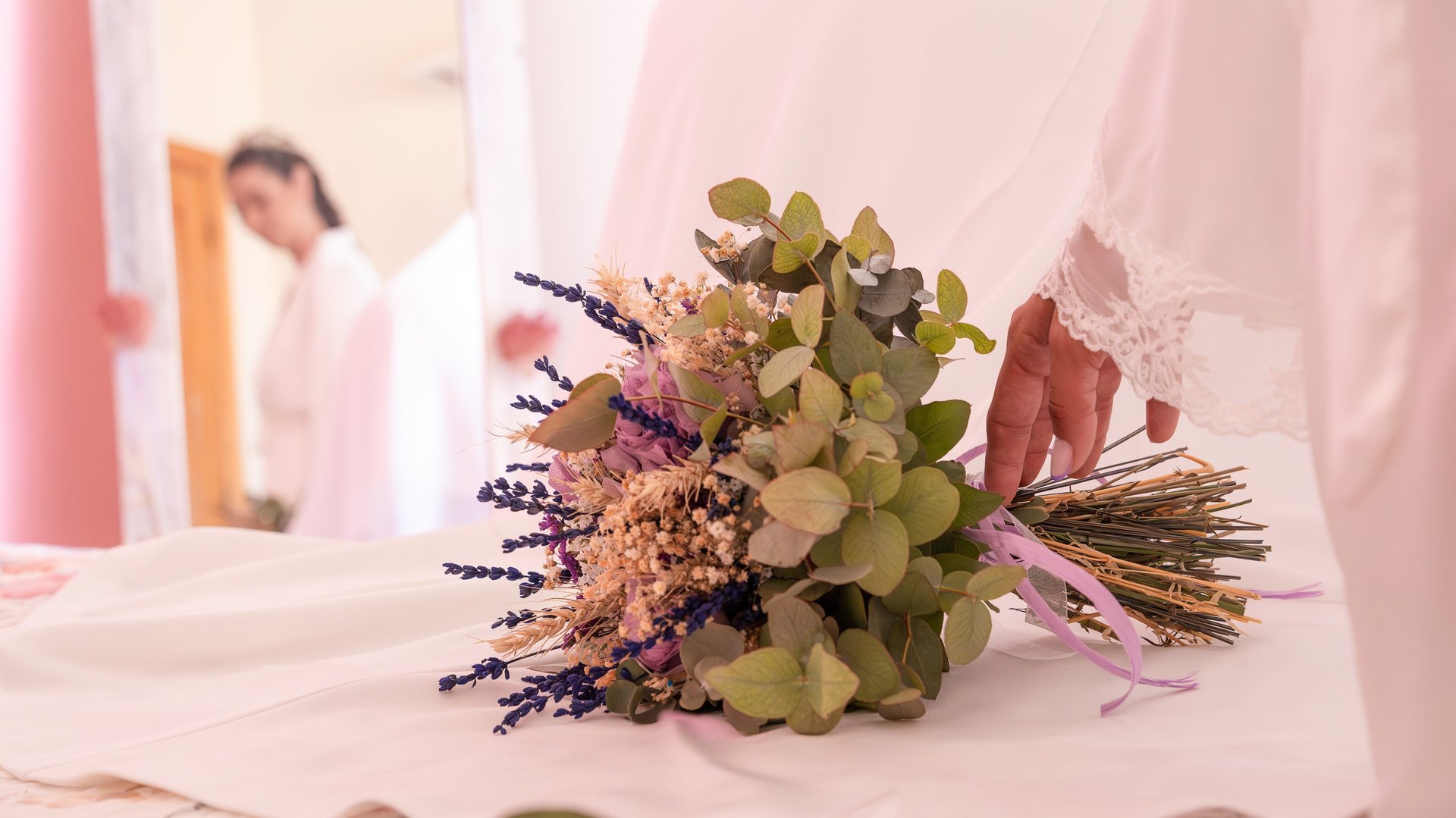 an abstract photo of a curved building with a blue sky in the background