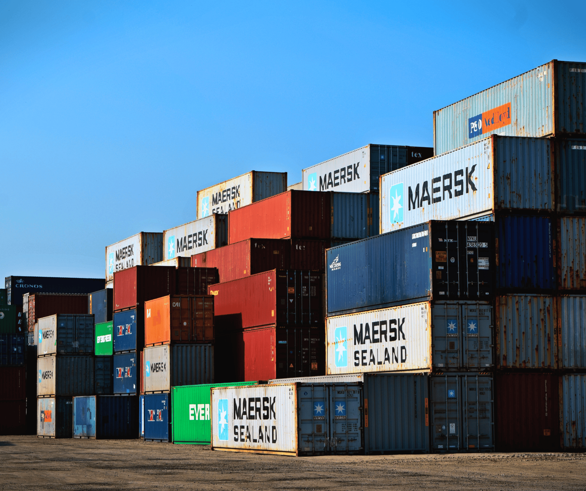 containers vans on boat