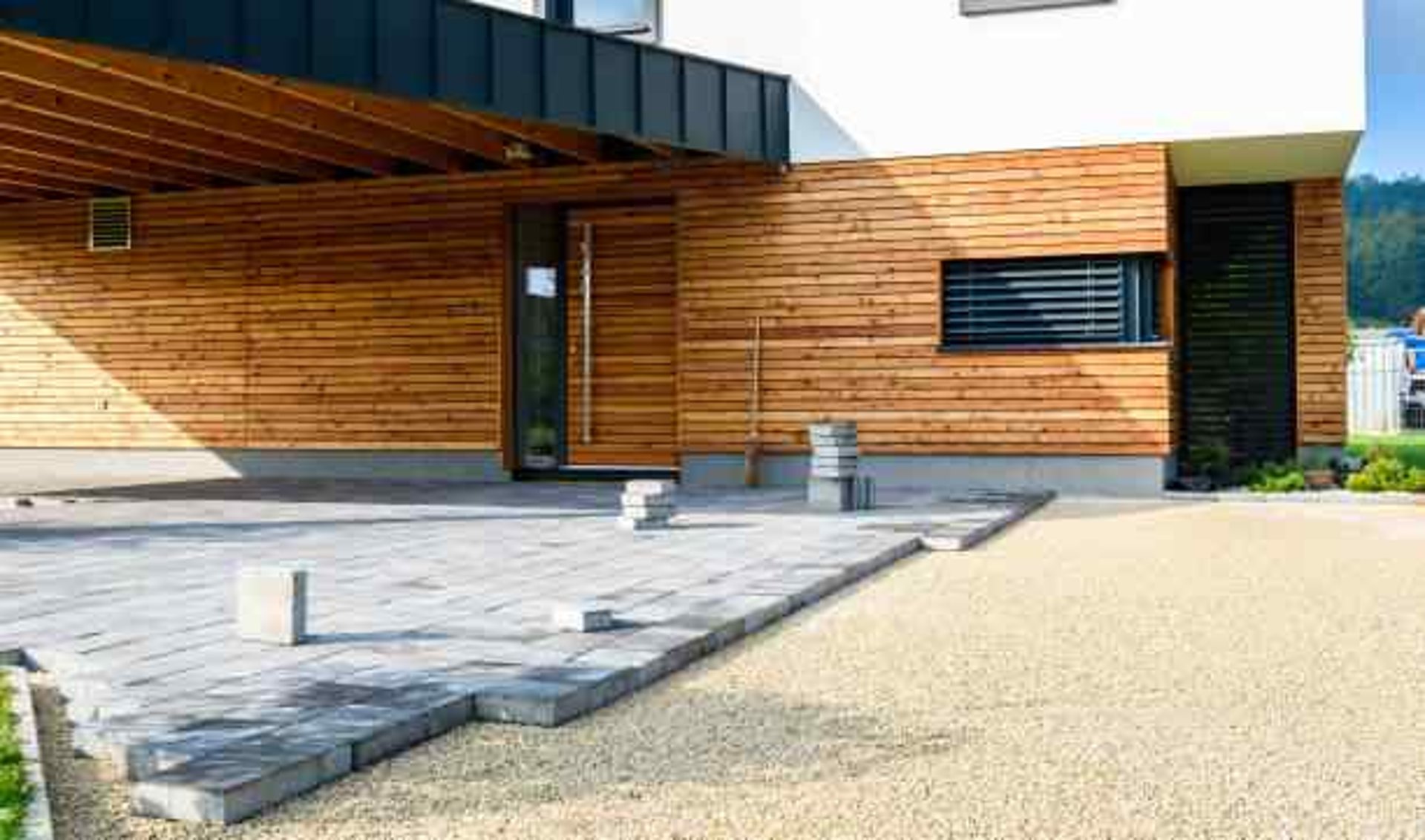 concrete driveway blocks for a modern driveway and a modern home
