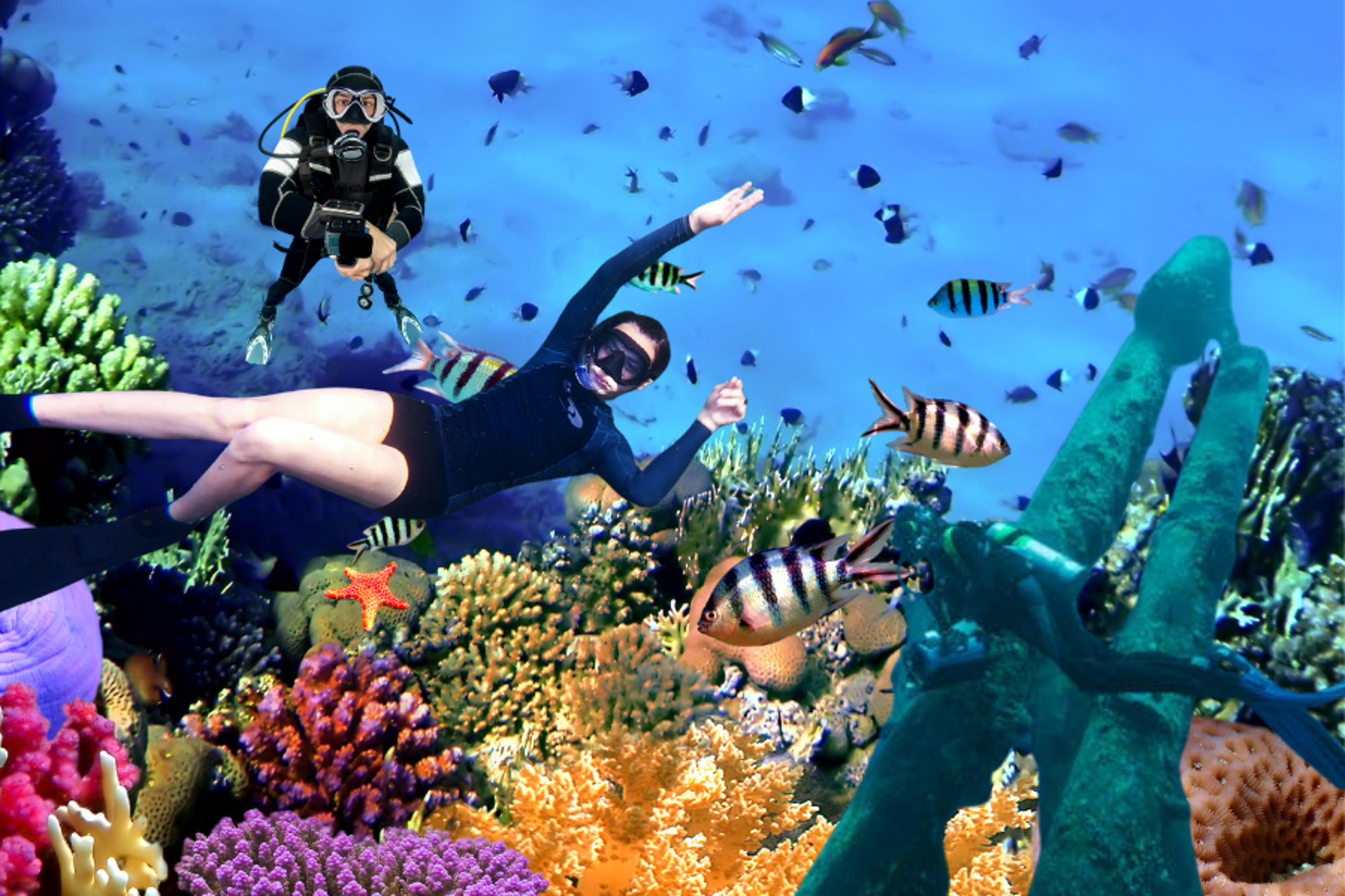 woman snorkeling under water