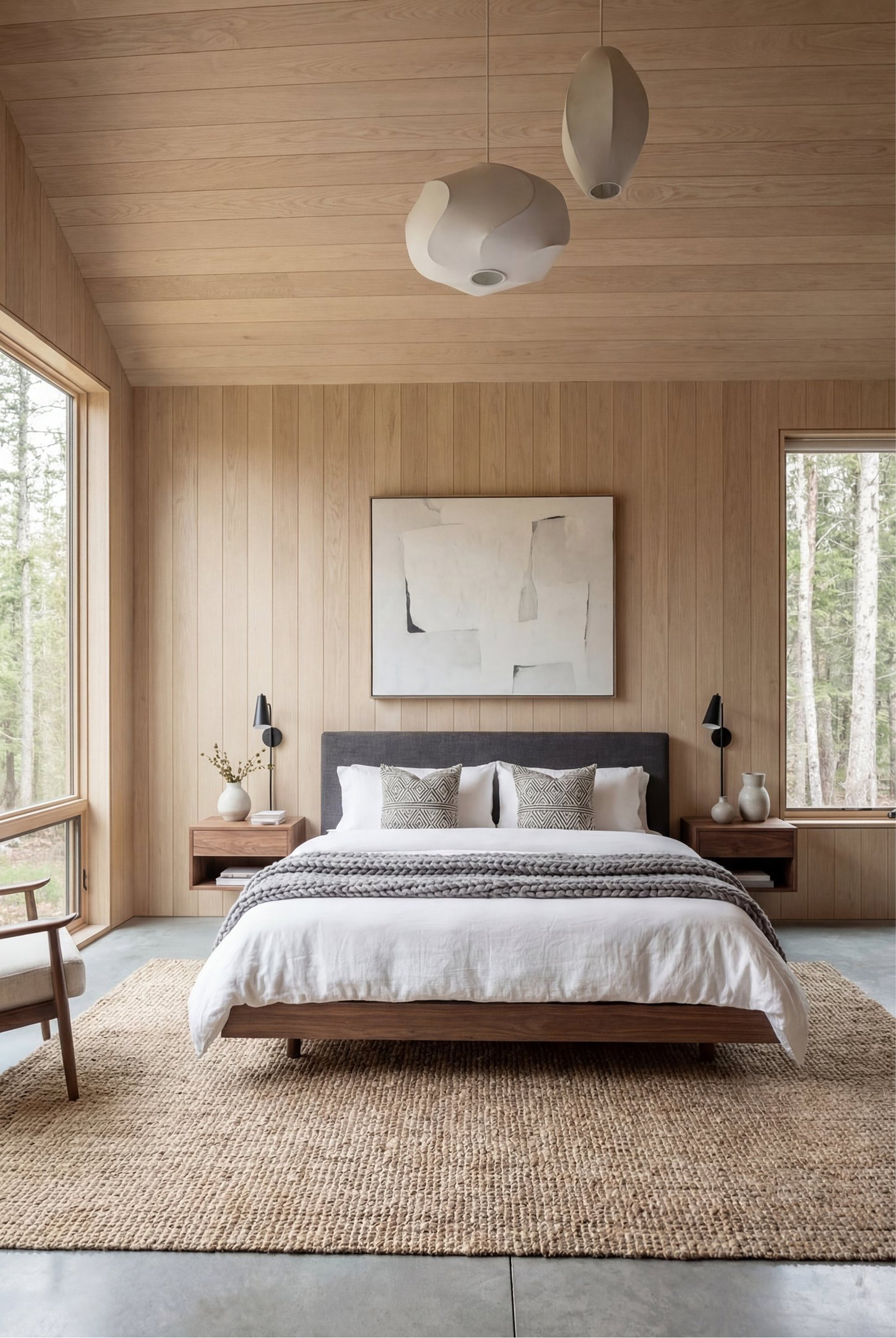 Contemporary cabin floor plan interior visualization