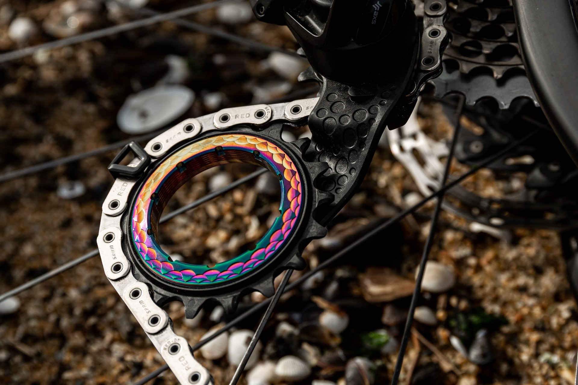 an abstract photo of a curved building with a blue sky in the background