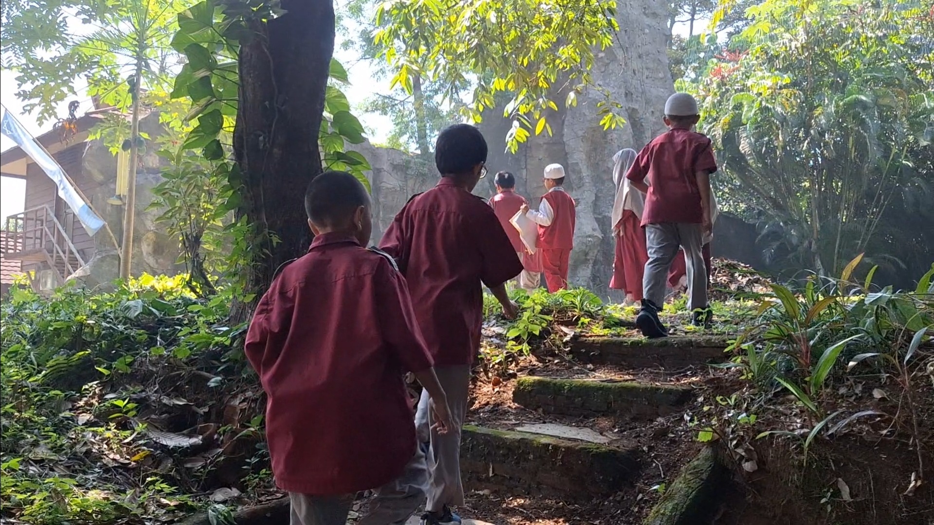 an abstract photo of a curved building with a blue sky in the background