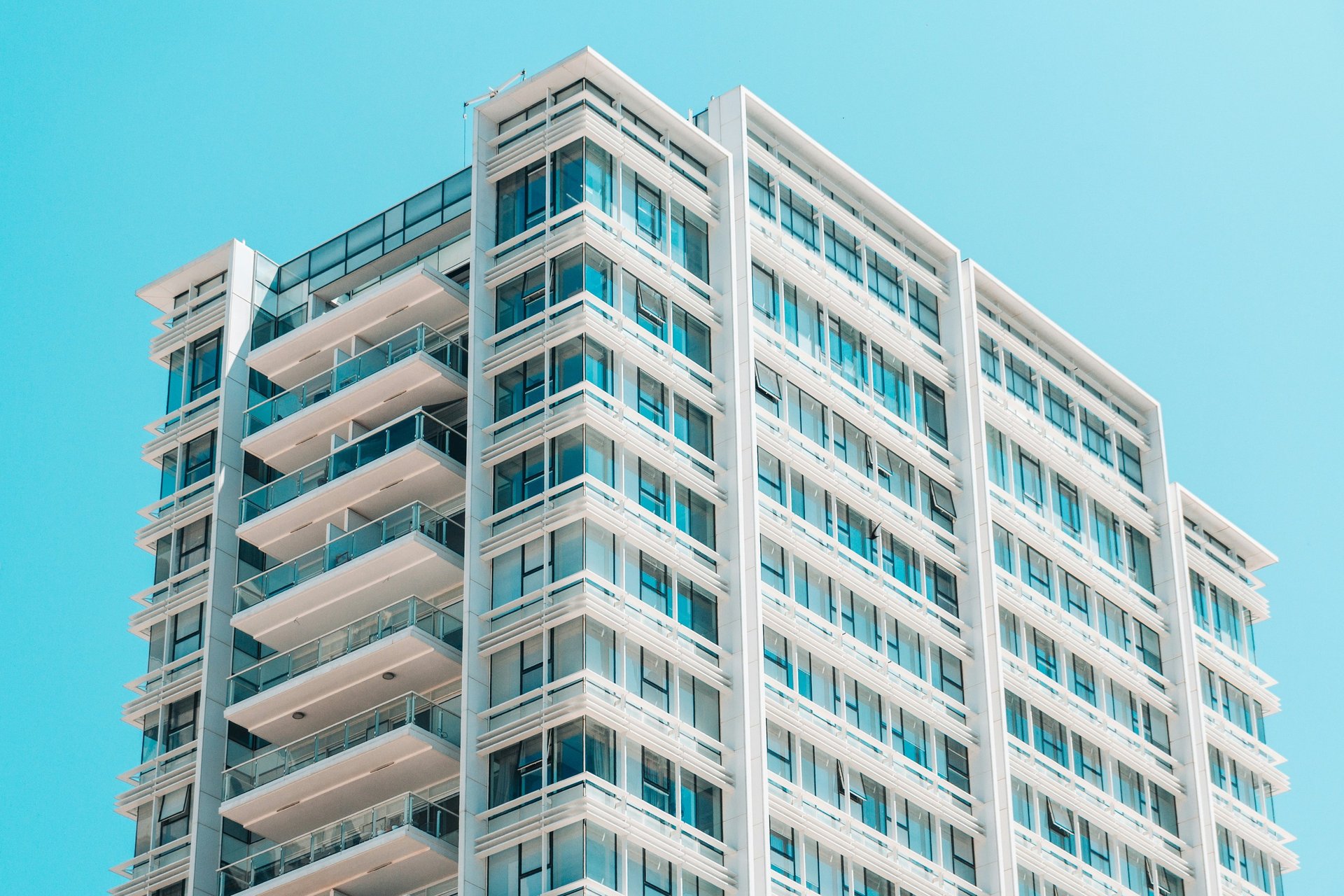 blue and white concrete building