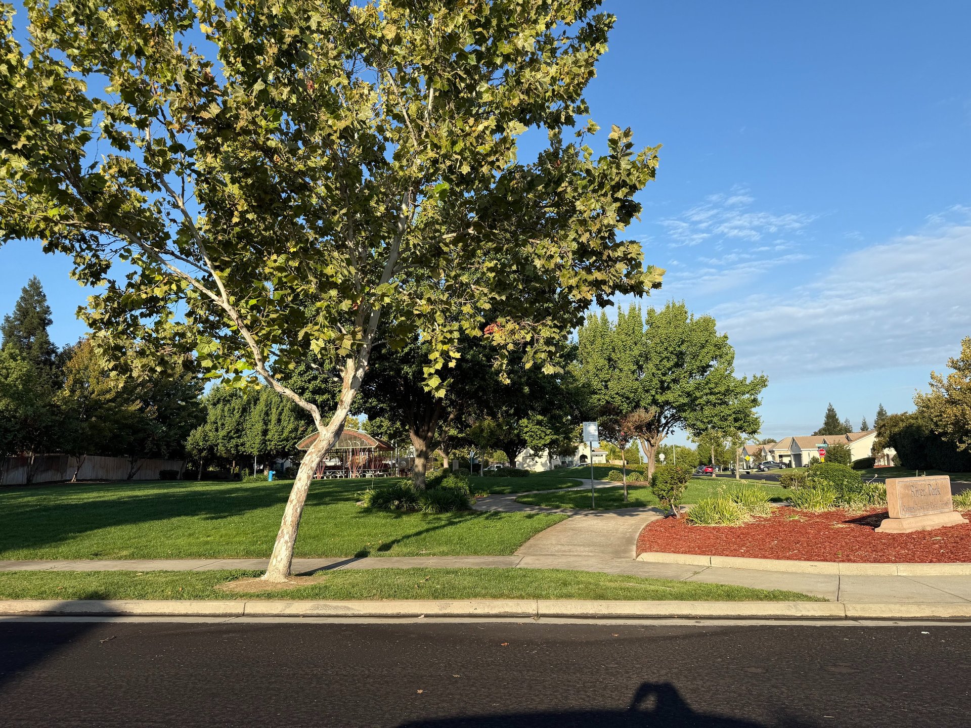 a stream with a green truck in the background