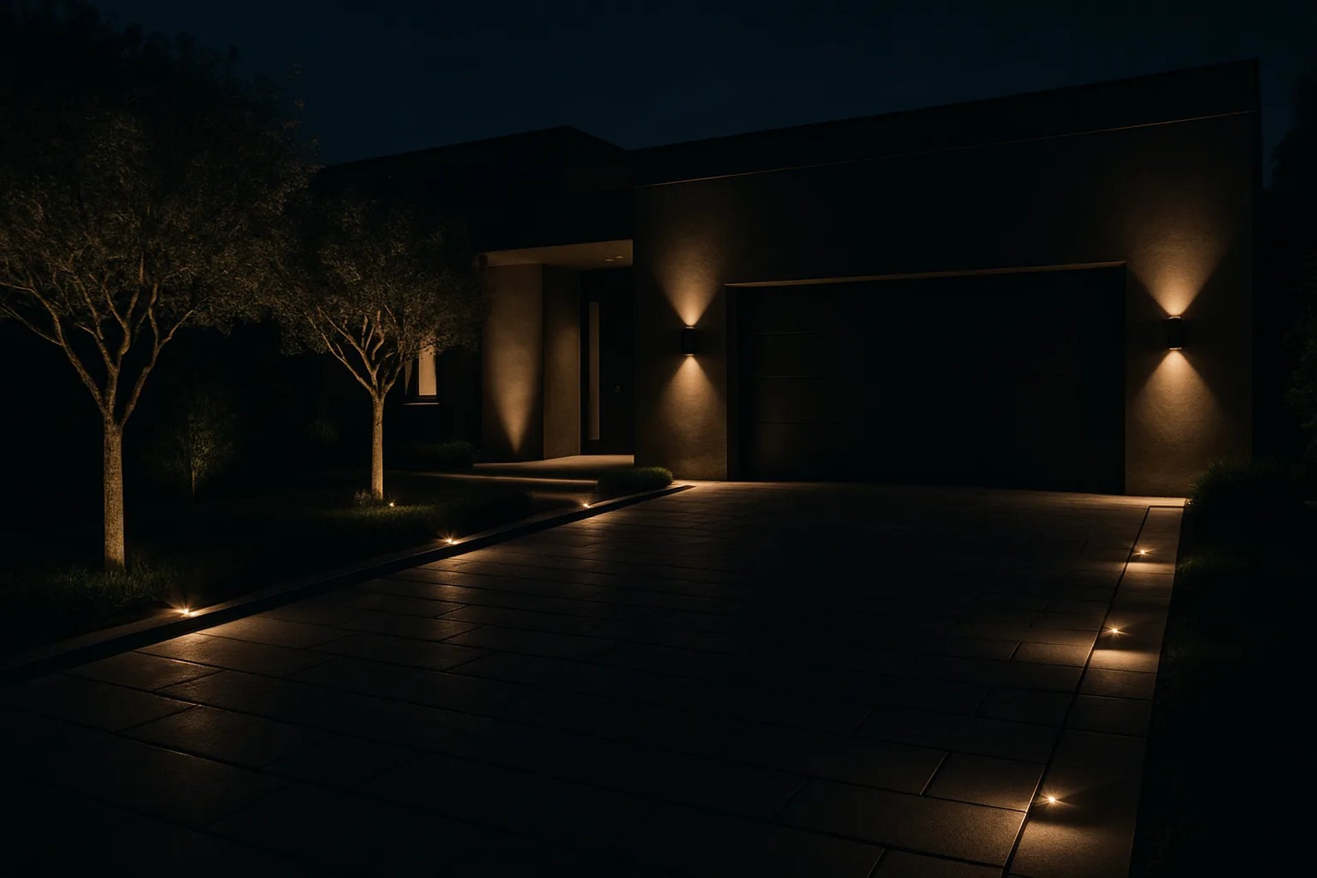 Modern luxury driveway lighting