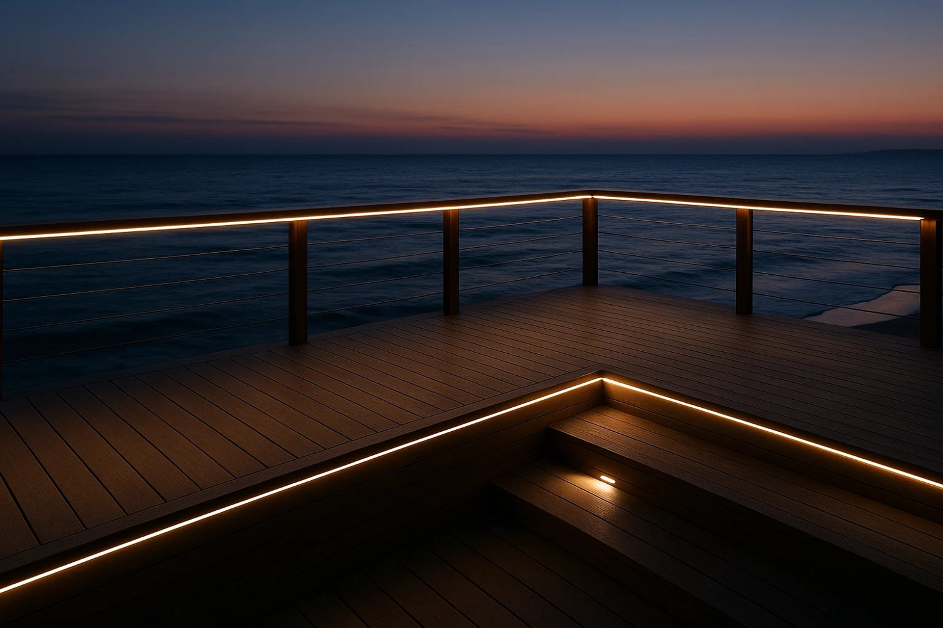 Elegant dusk deck with LED