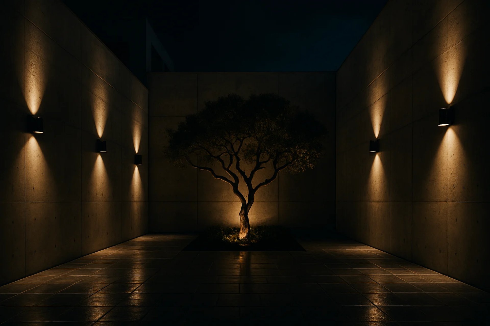 Urban courtyard elegant spotlights