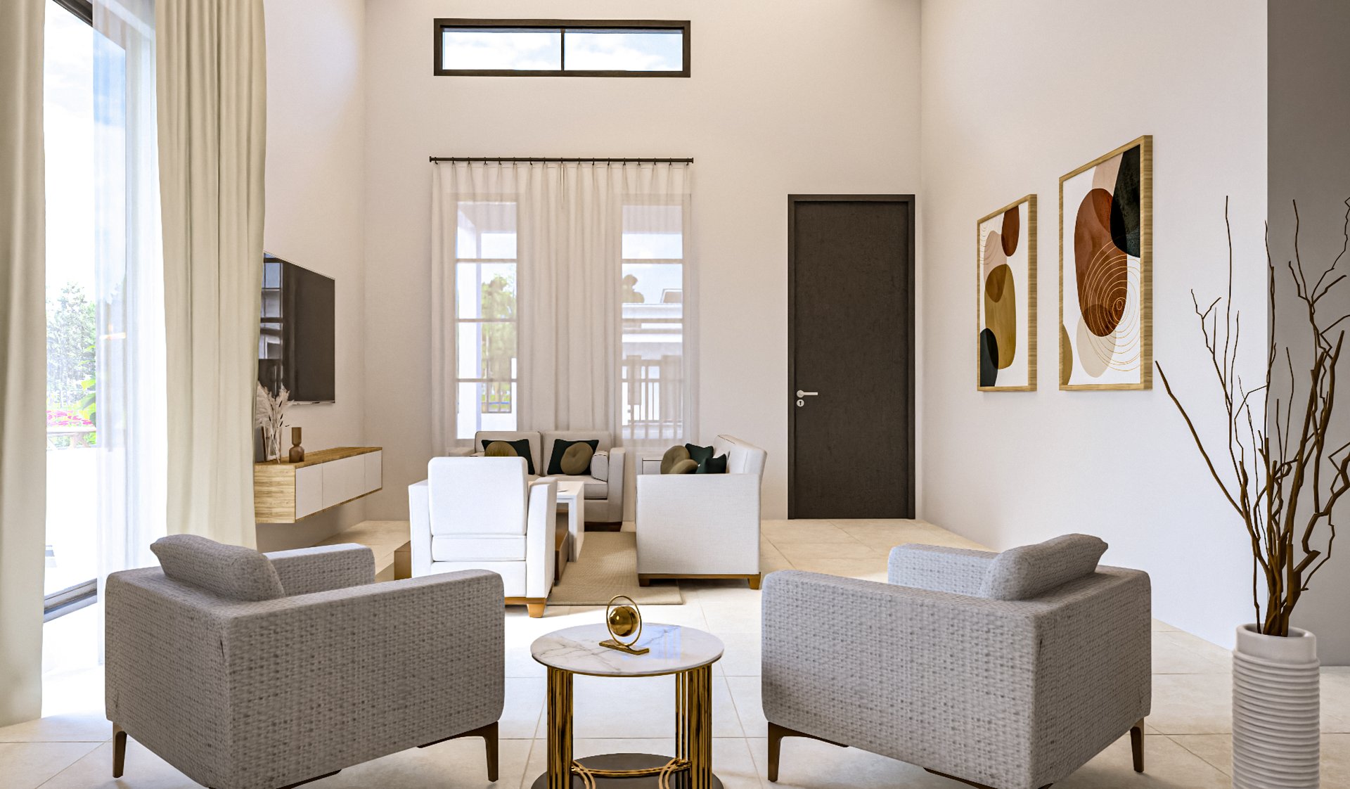 an abstract photo of a curved building with a blue sky in the background