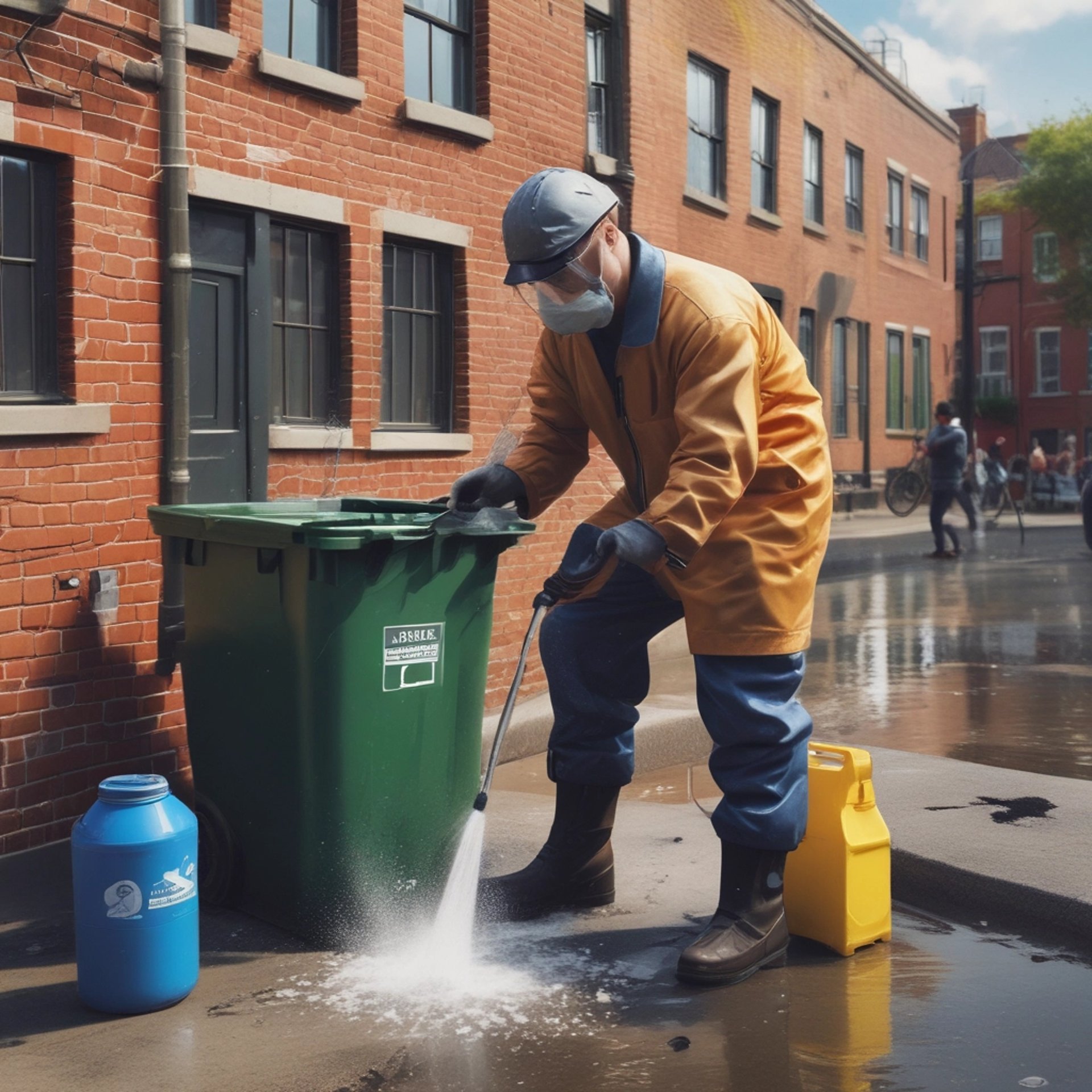 Nettoyage de bac à poubelle