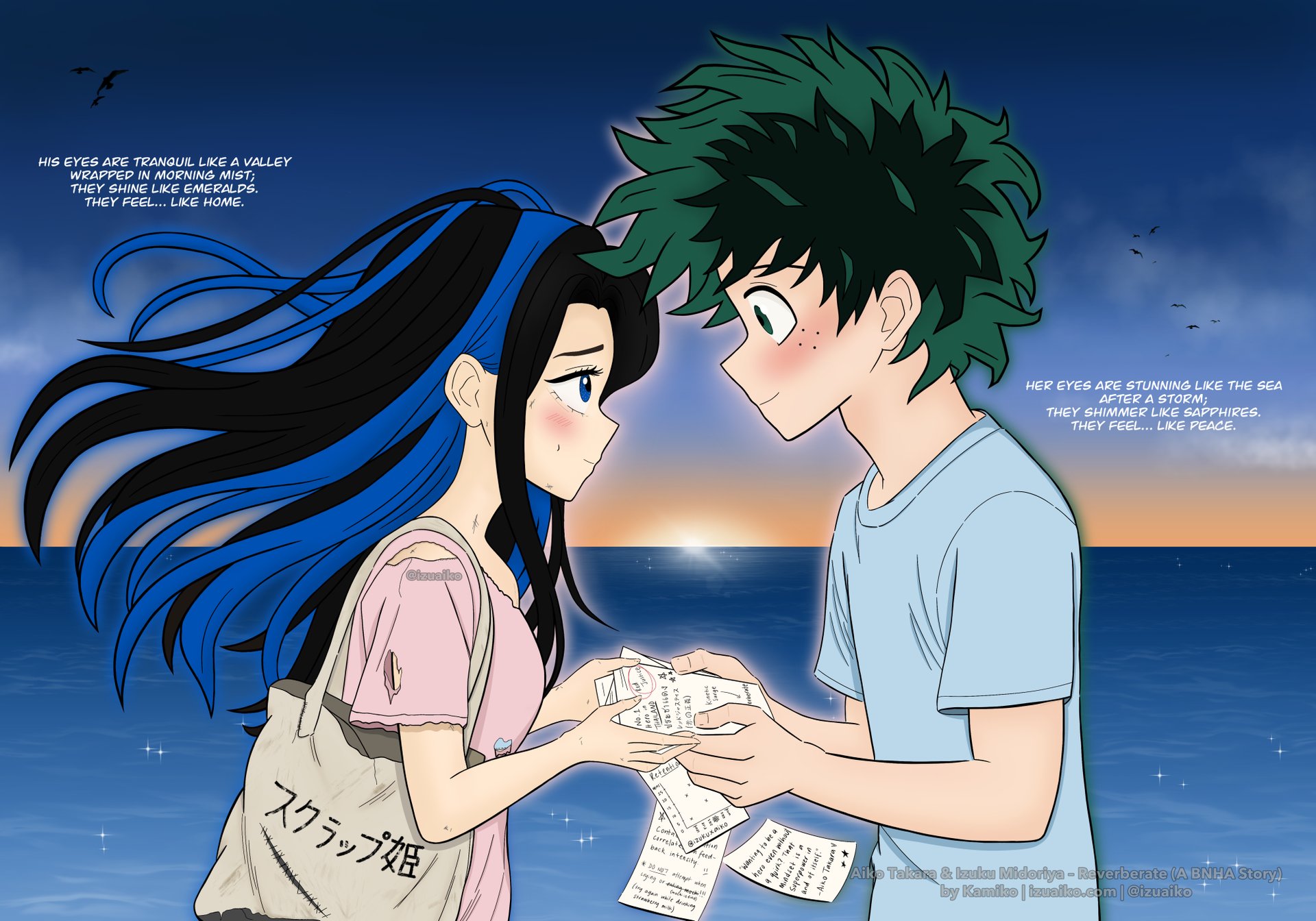 Izuku Midoriya/Deku and his girlfriend Aiko Takara