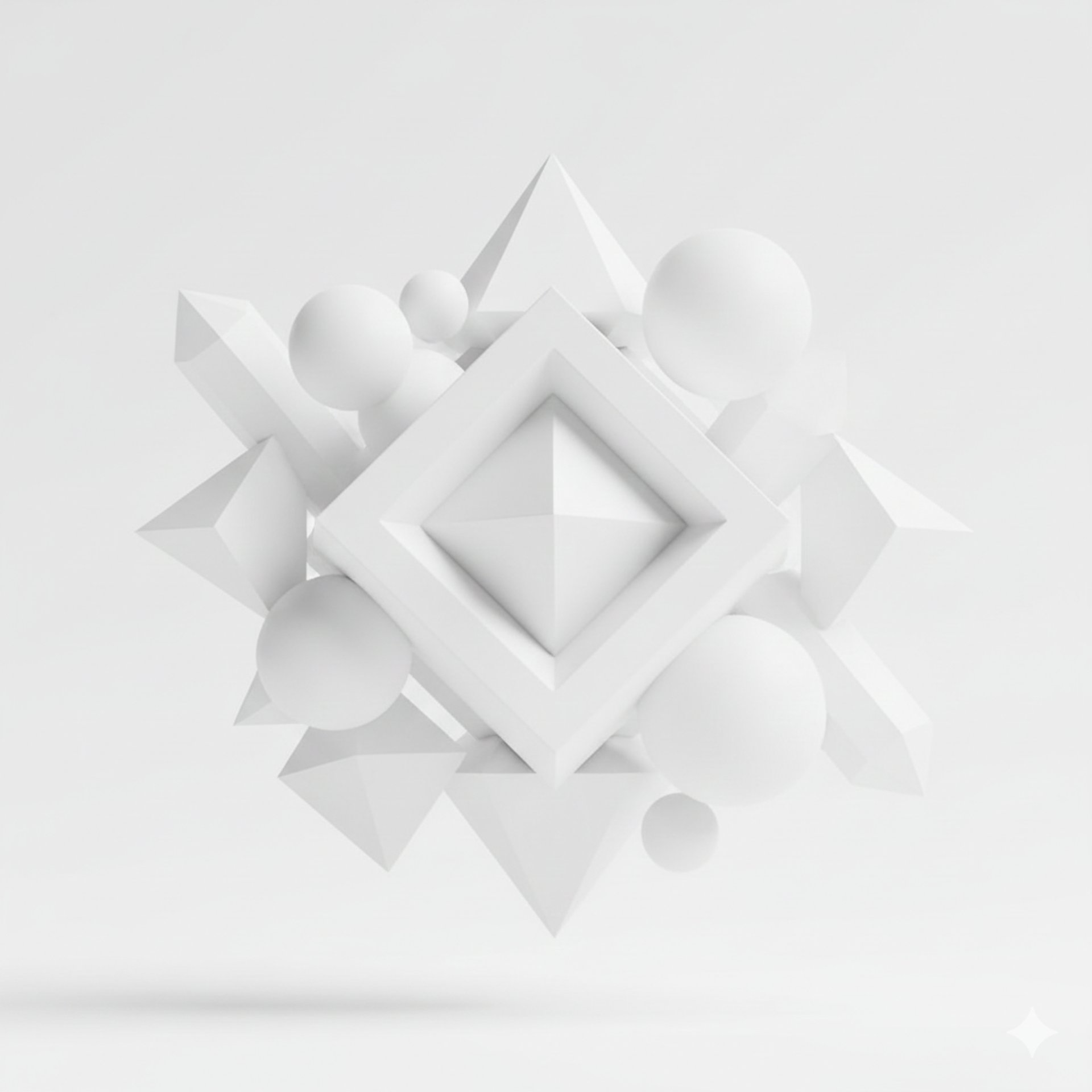 a white box with four white candles in it