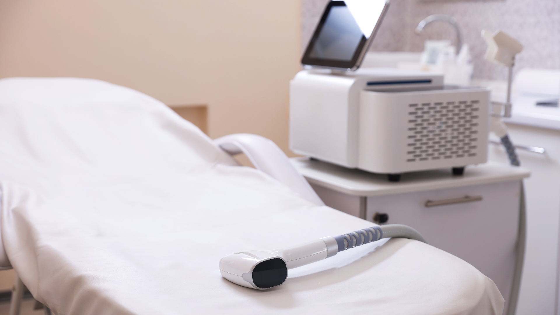 laser hair removal machine and couch in beauty salon