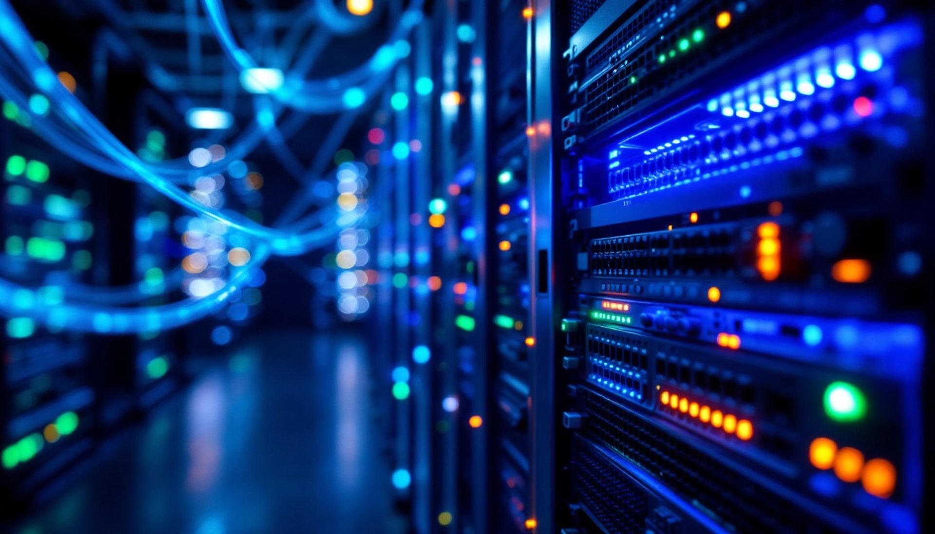 a long hallway with glass doors leading to another room