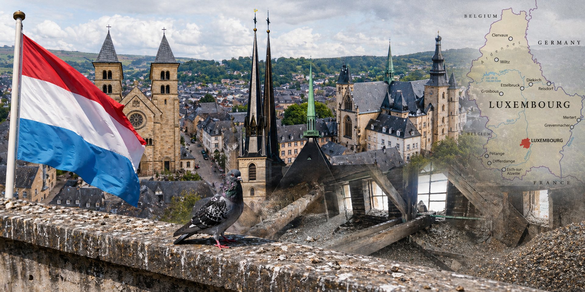 a flock of pigeons sitting on top of a building