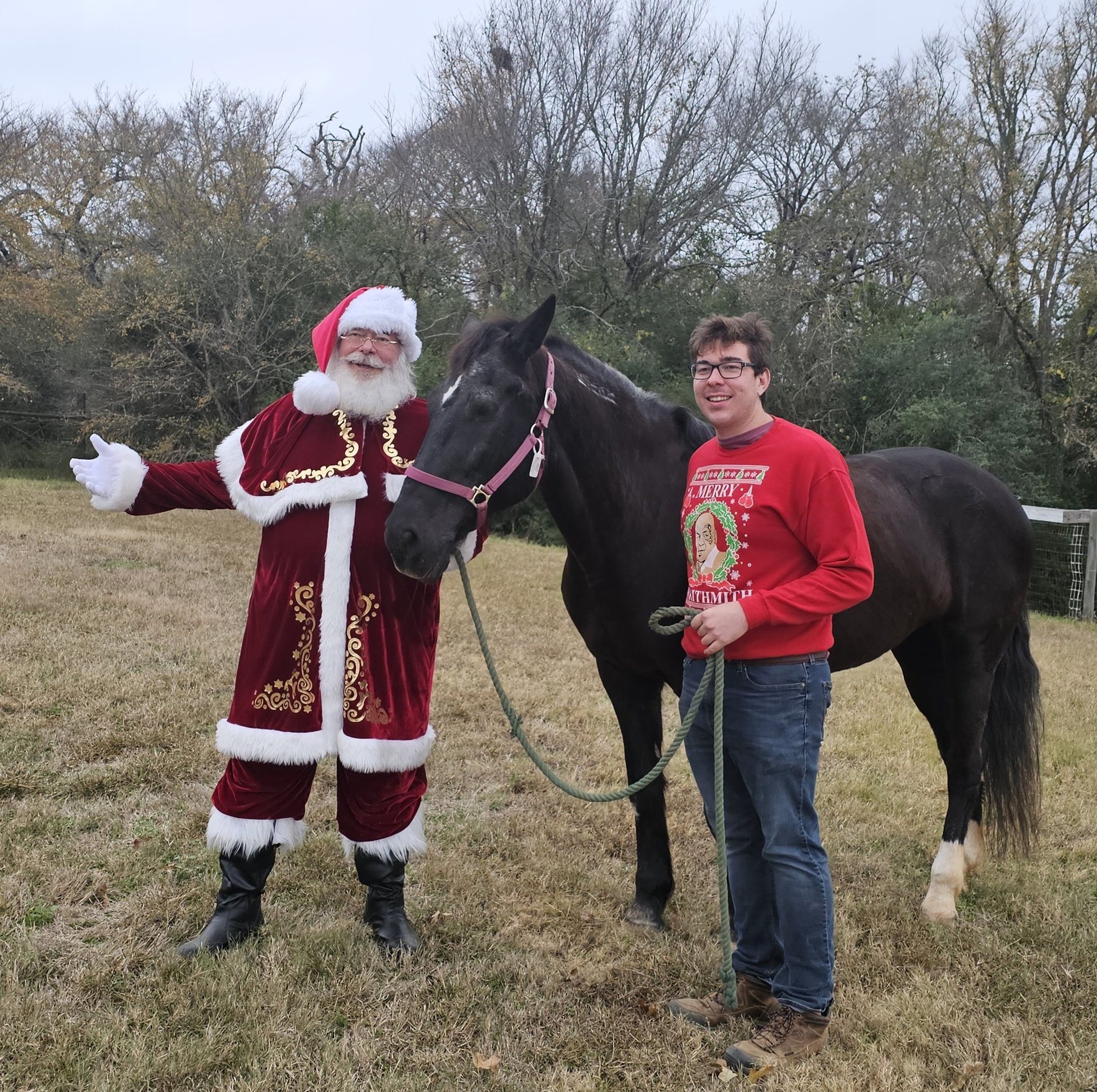 The Santa Cowboy with his Favorite horse Valentina and Josh