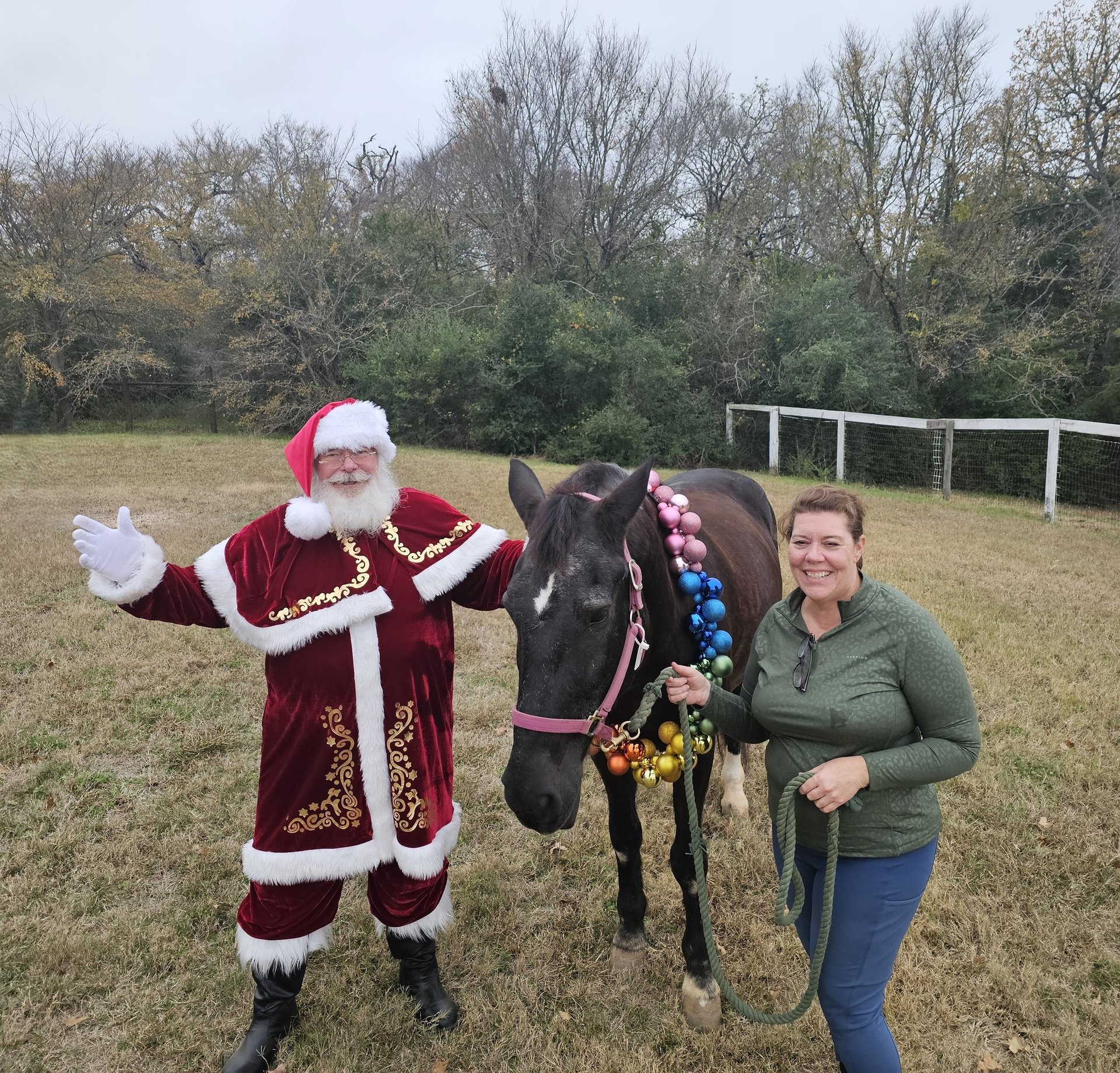 The Santa Cowboy with owner Shawna and his favorite horse Valentina