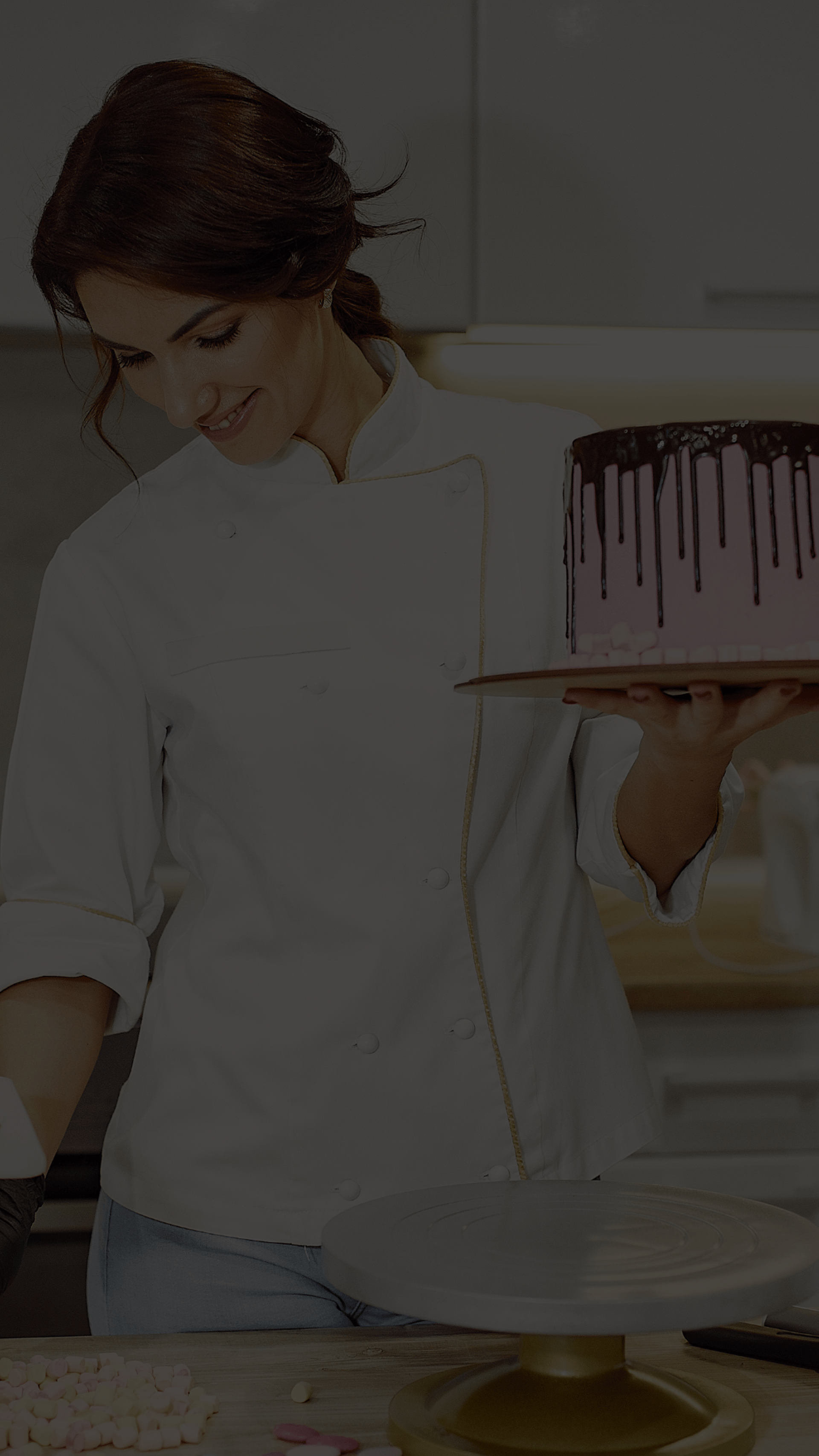 brown round cake on white ceramic plate