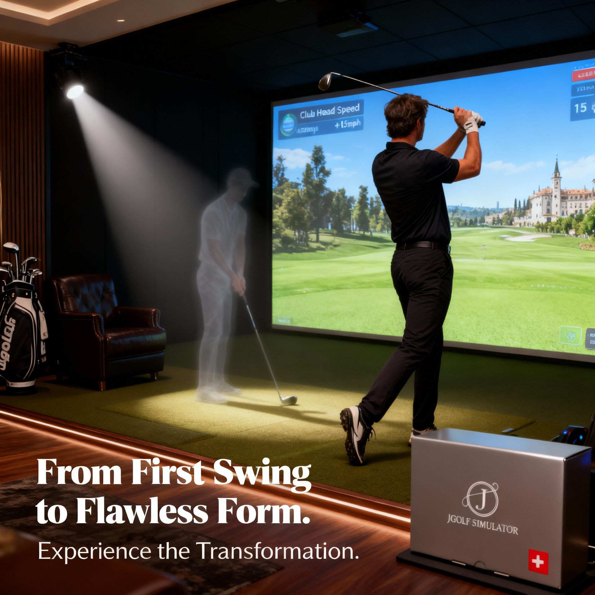 black and brown leather padded tub sofa