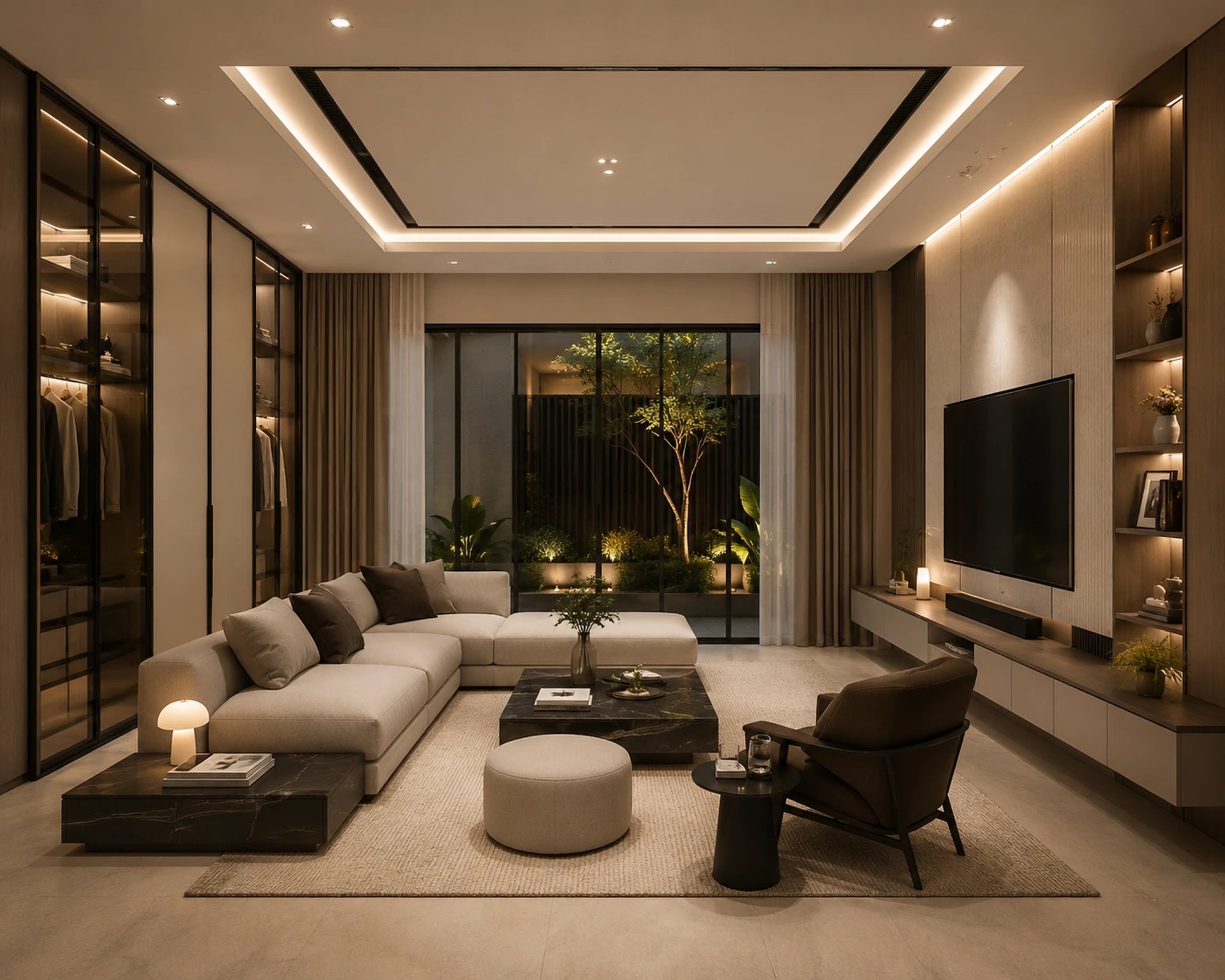 white and brown living room set