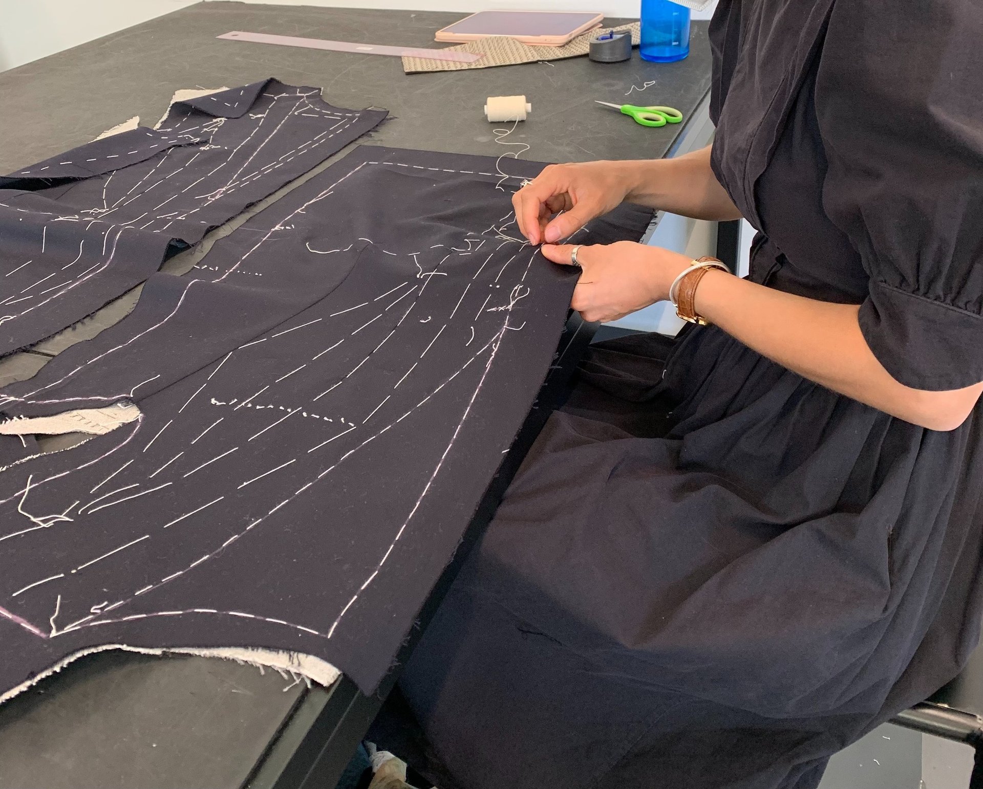 black and brown leather padded tub sofa